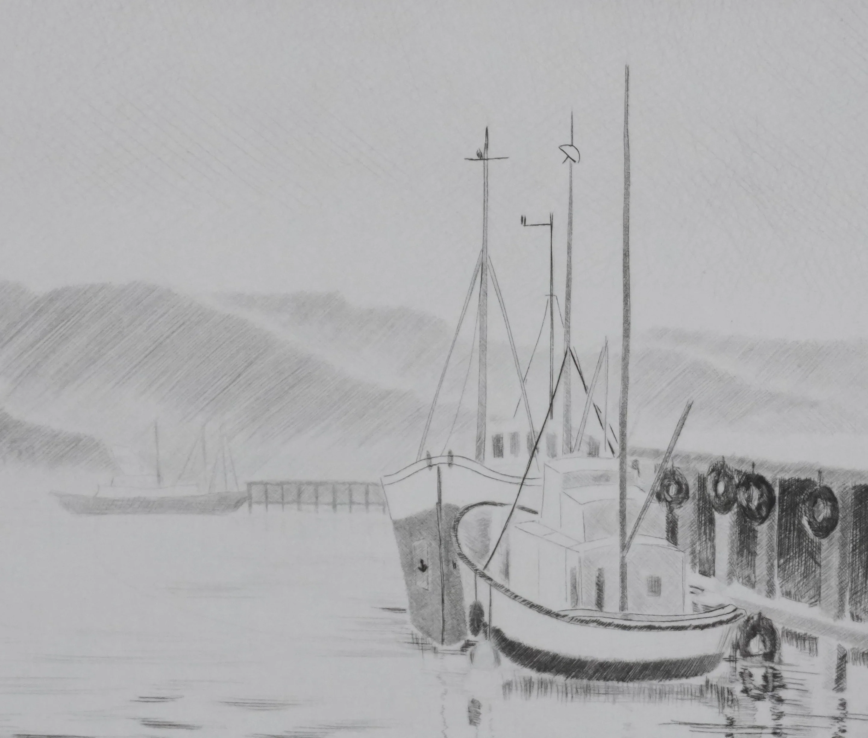 Camille COMBE : A quai, Gravure originale signée - Image 6