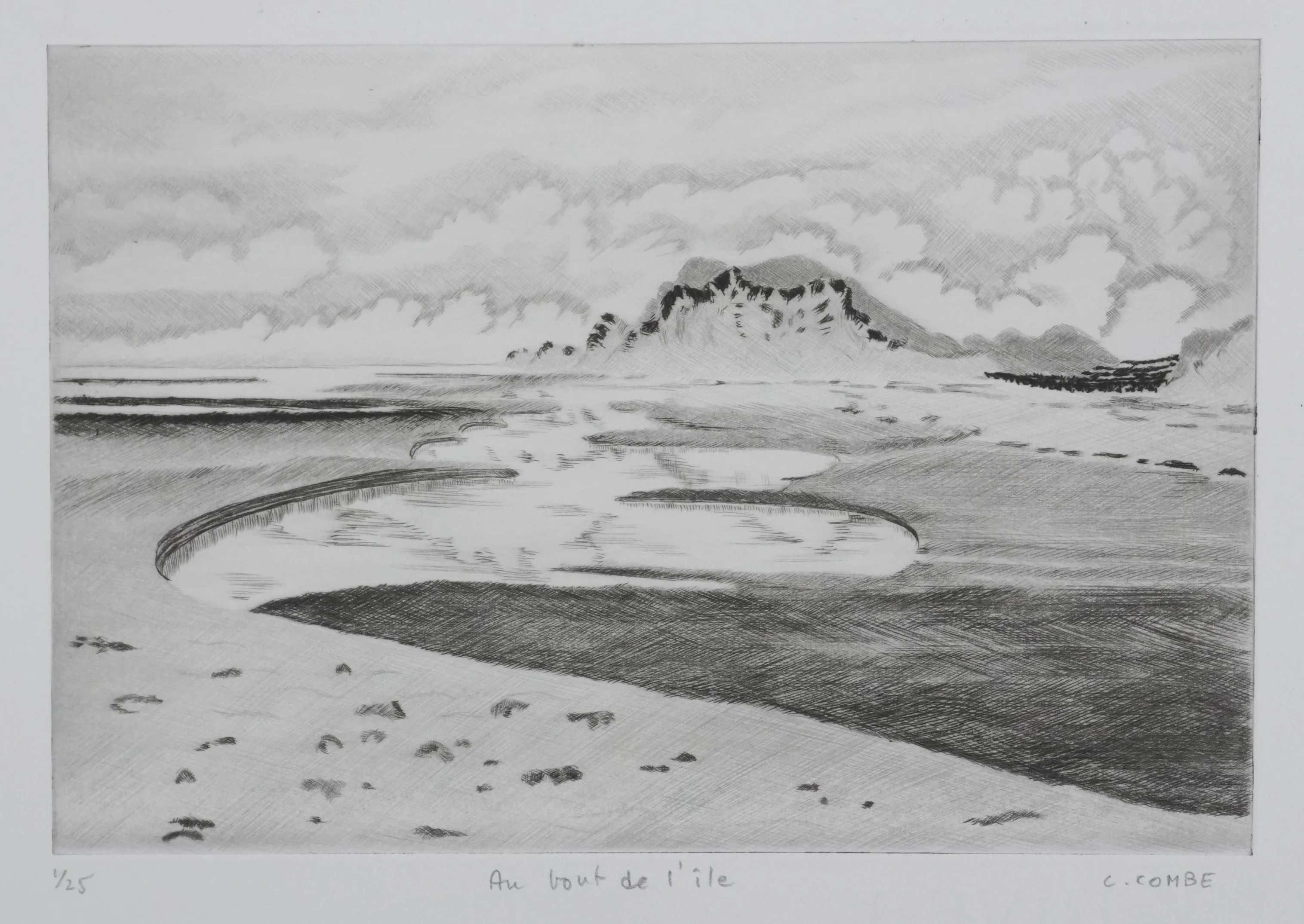 Camille COMBE : Au bout de l'île, Gravure originale signée - Image 3