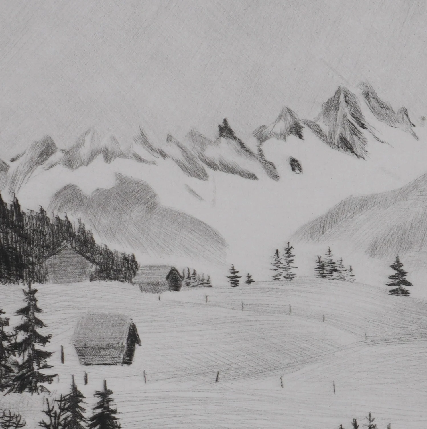Camille COMBE : Au loin, les sommets, Gravure originale signée - Image 6