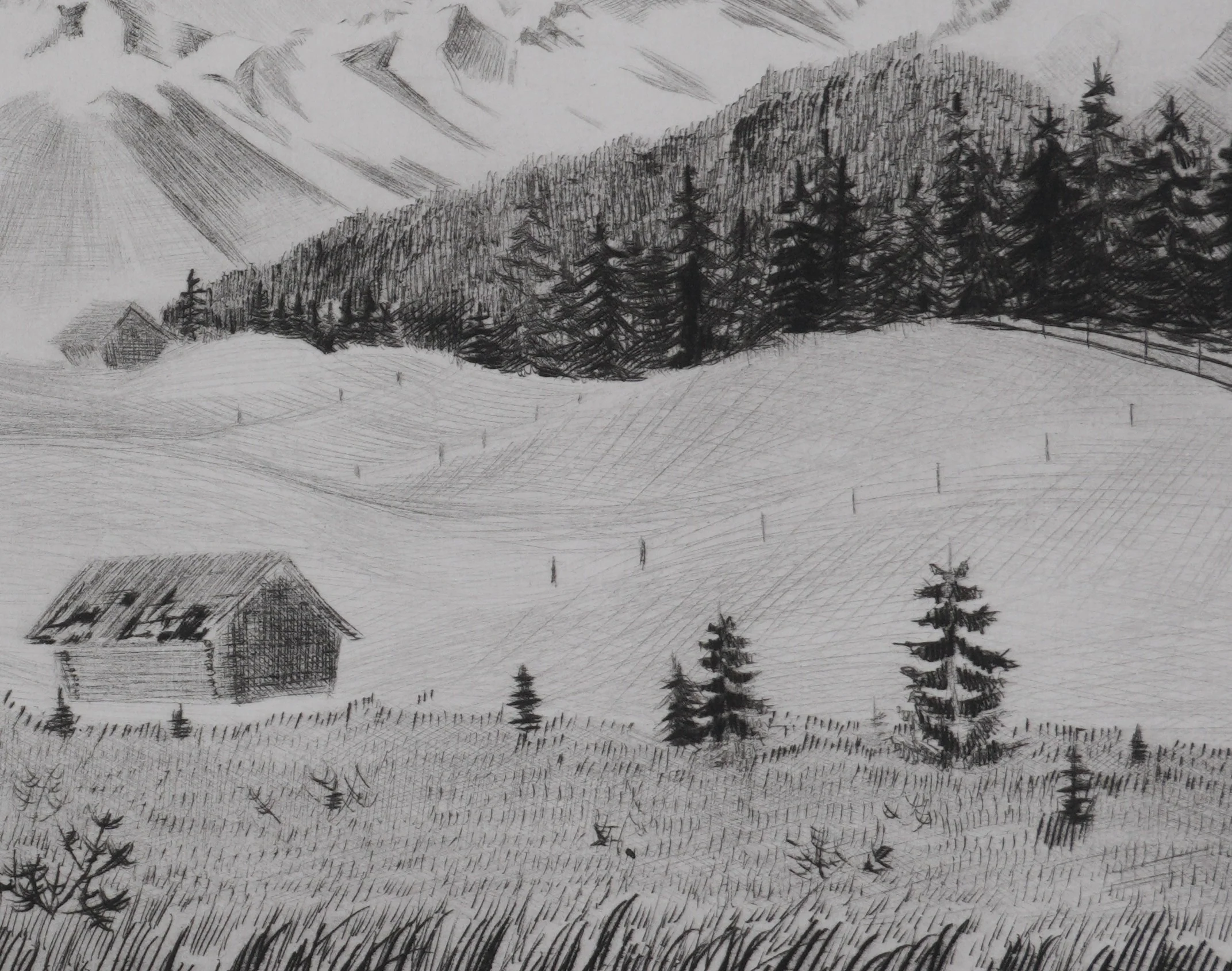 Camille COMBE : Au loin, les sommets, Gravure originale signée - Image 7