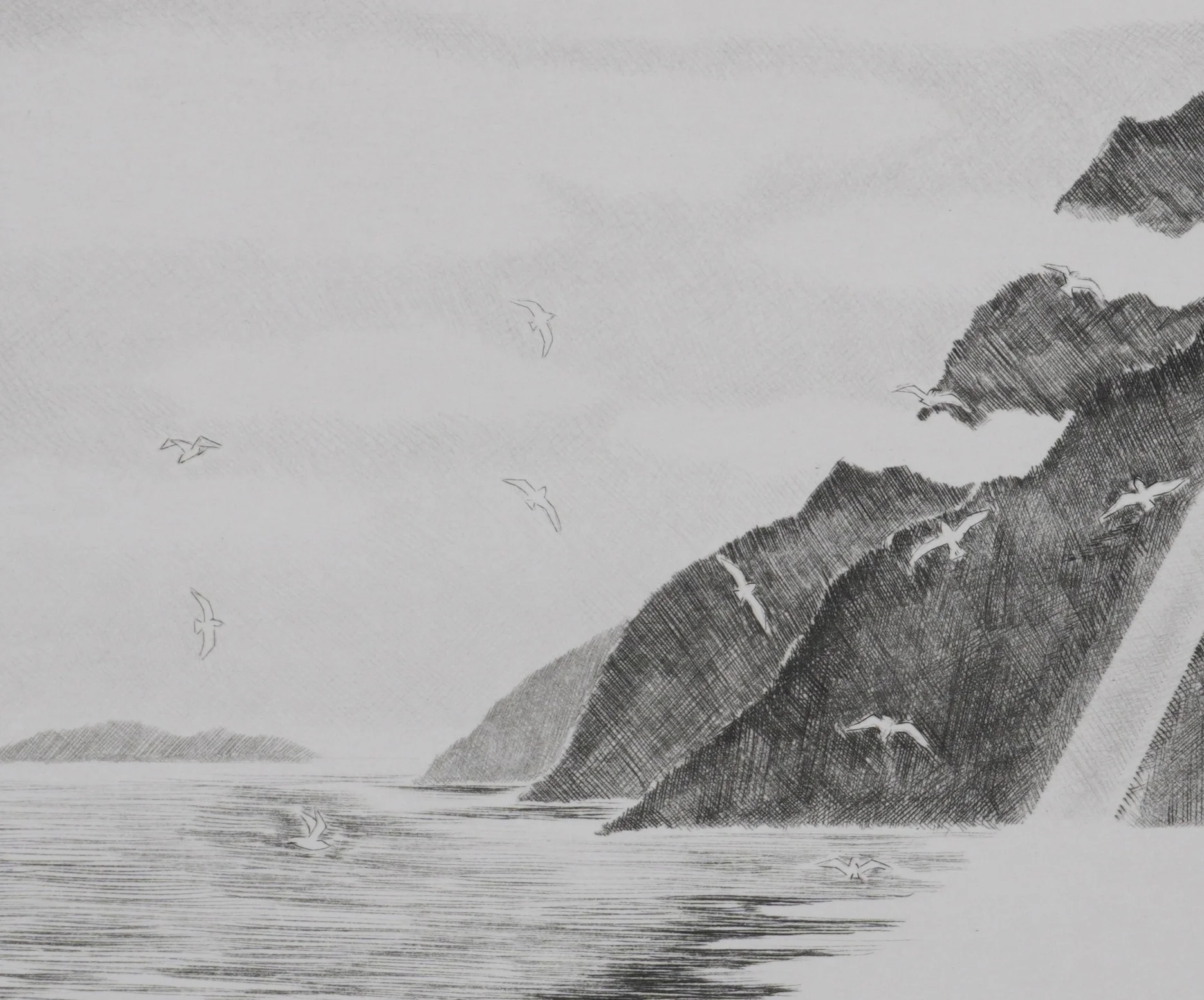 Camille COMBE : Au loup des côtes de Norvège, Gravure originale signée - Image 6