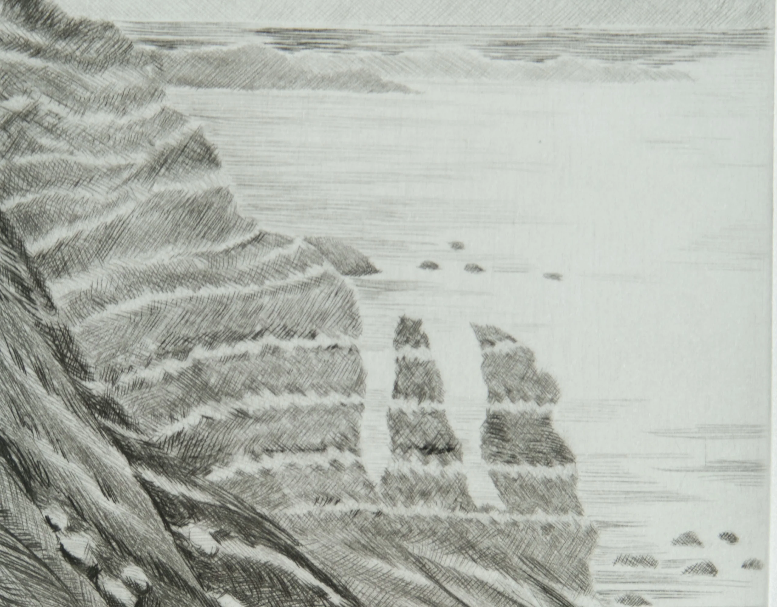 Camille COMBE : Côtes d'Islande, Gravure originale signée - Image 5