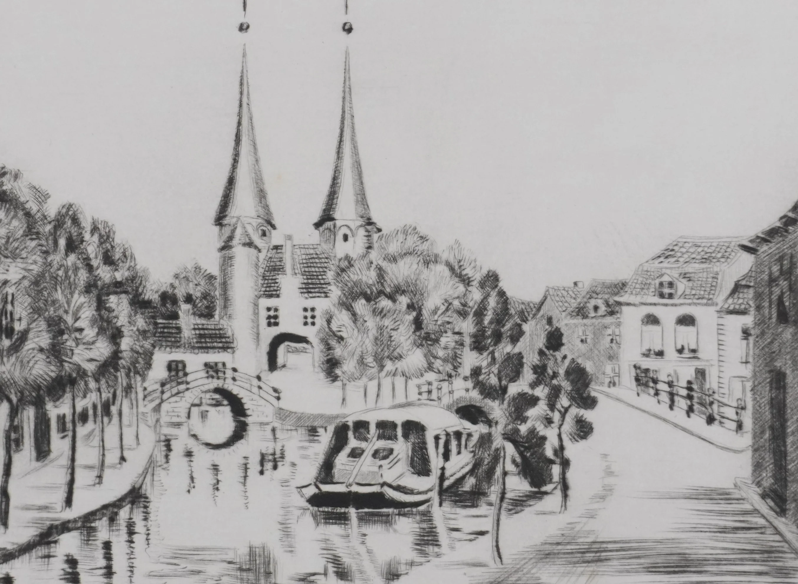 Camille COMBE : Delft, l'Oostpoort, Gravure originale signée - Image 4
