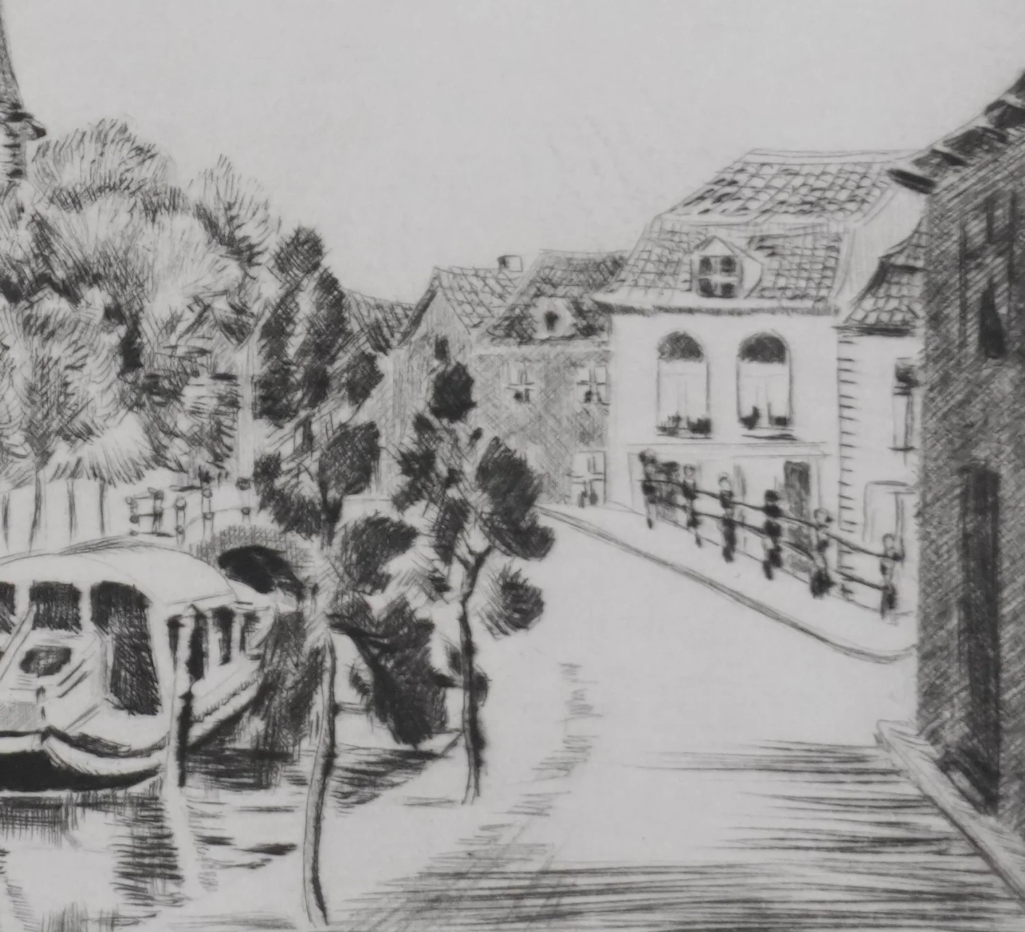 Camille COMBE : Delft, l'Oostpoort, Gravure originale signée - Image 6
