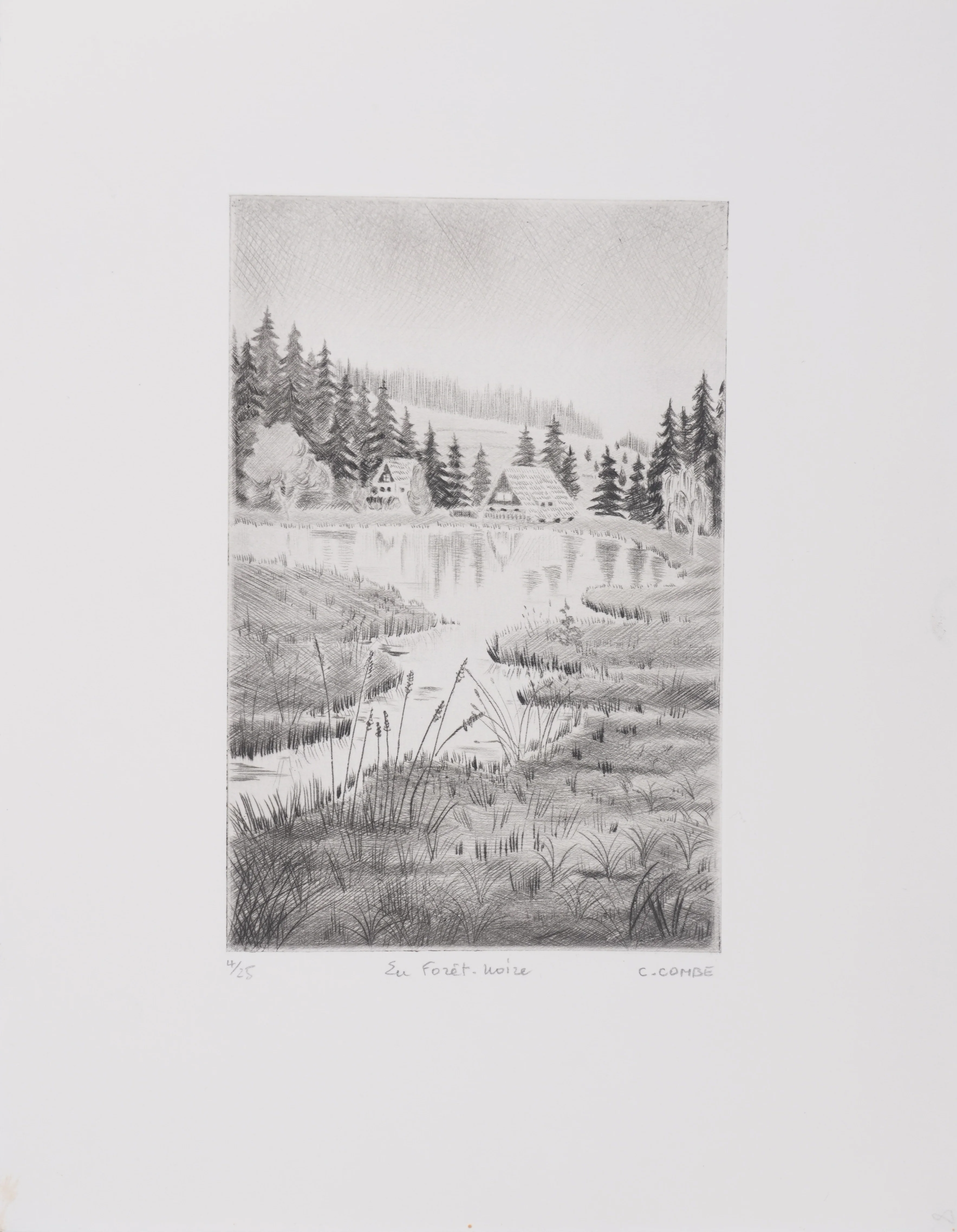 Camille COMBE : En forêt noire, Gravure originale signée - Image 3