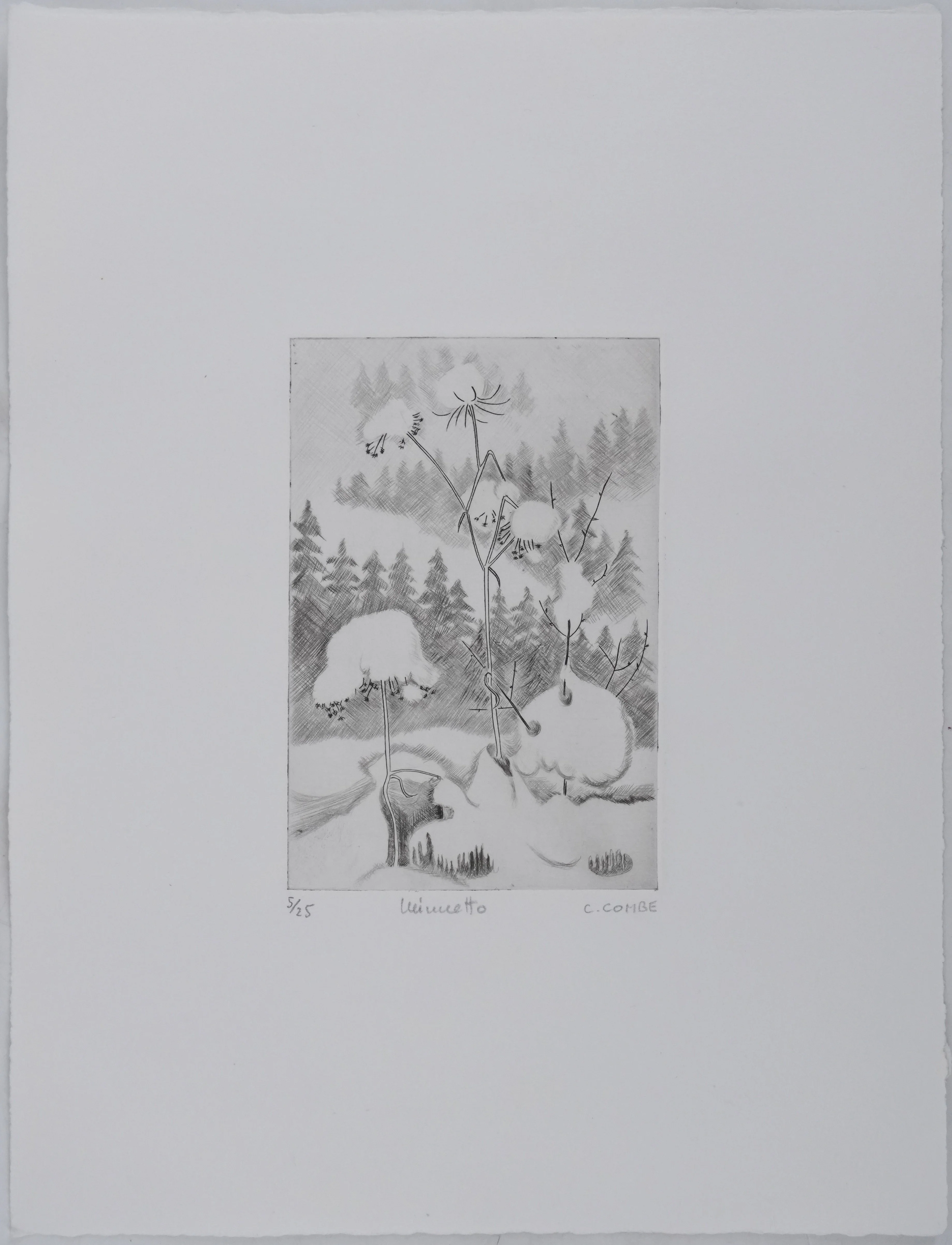 Camille COMBE : En neige, Gravure originale signée - Image 2