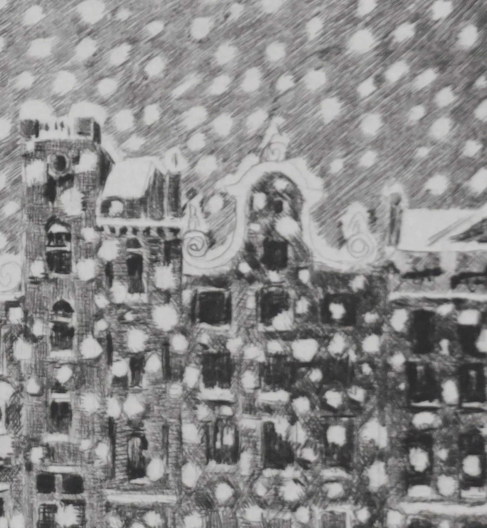 Camille COMBE : Il neige sur Lesliestraat, Gravure originale signée - Image 6