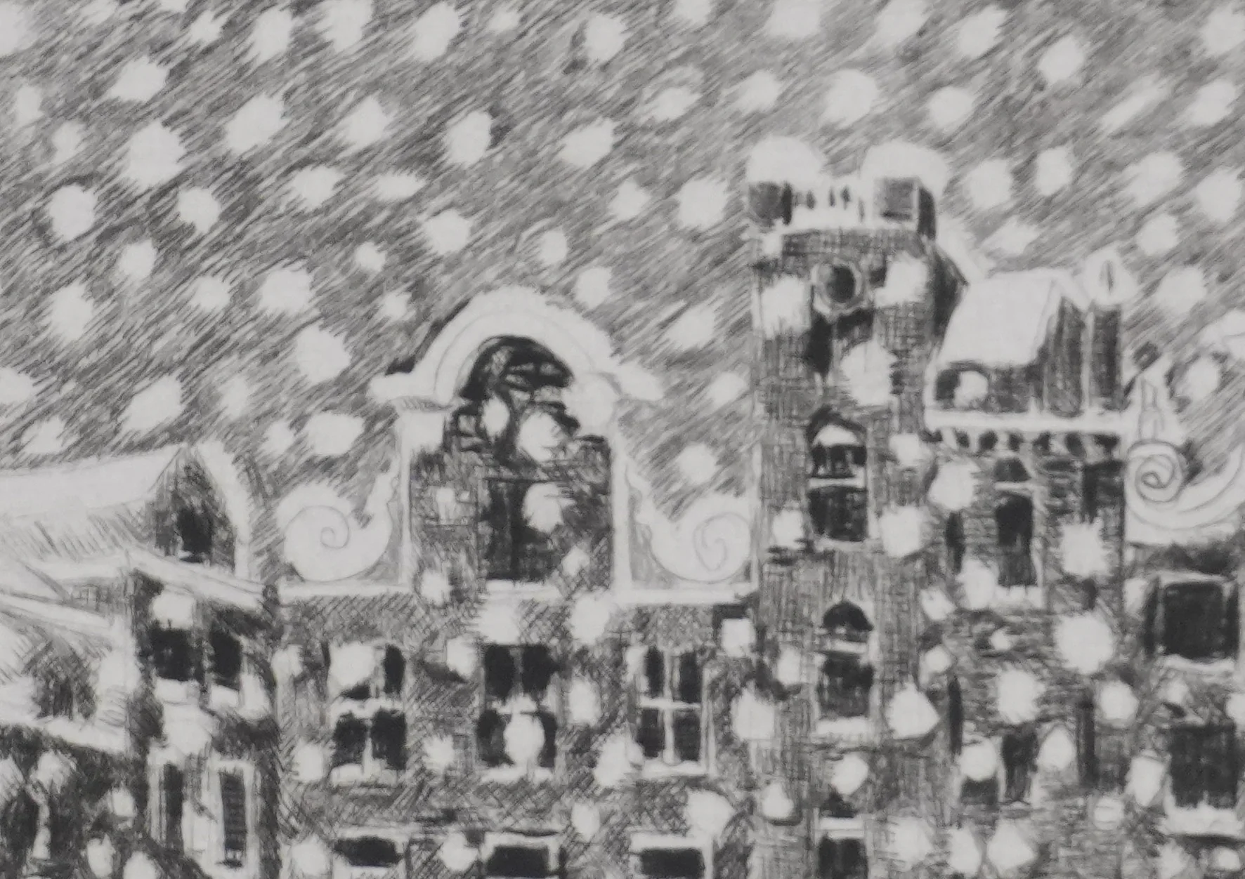 Camille COMBE : Il neige sur Lesliestraat, Gravure originale signée - Image 7