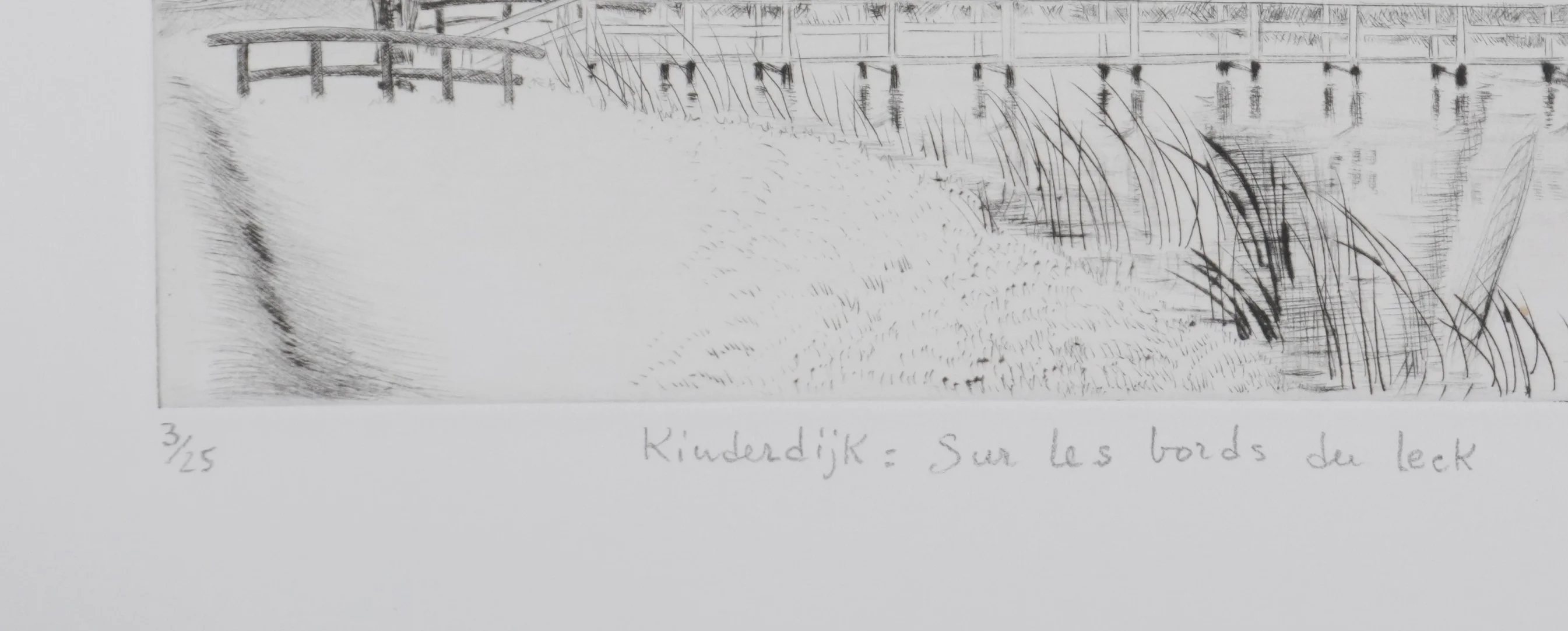 Camille COMBE : Kinderdijk, sur les bords du Leek, Gravure originale signée - Image 8