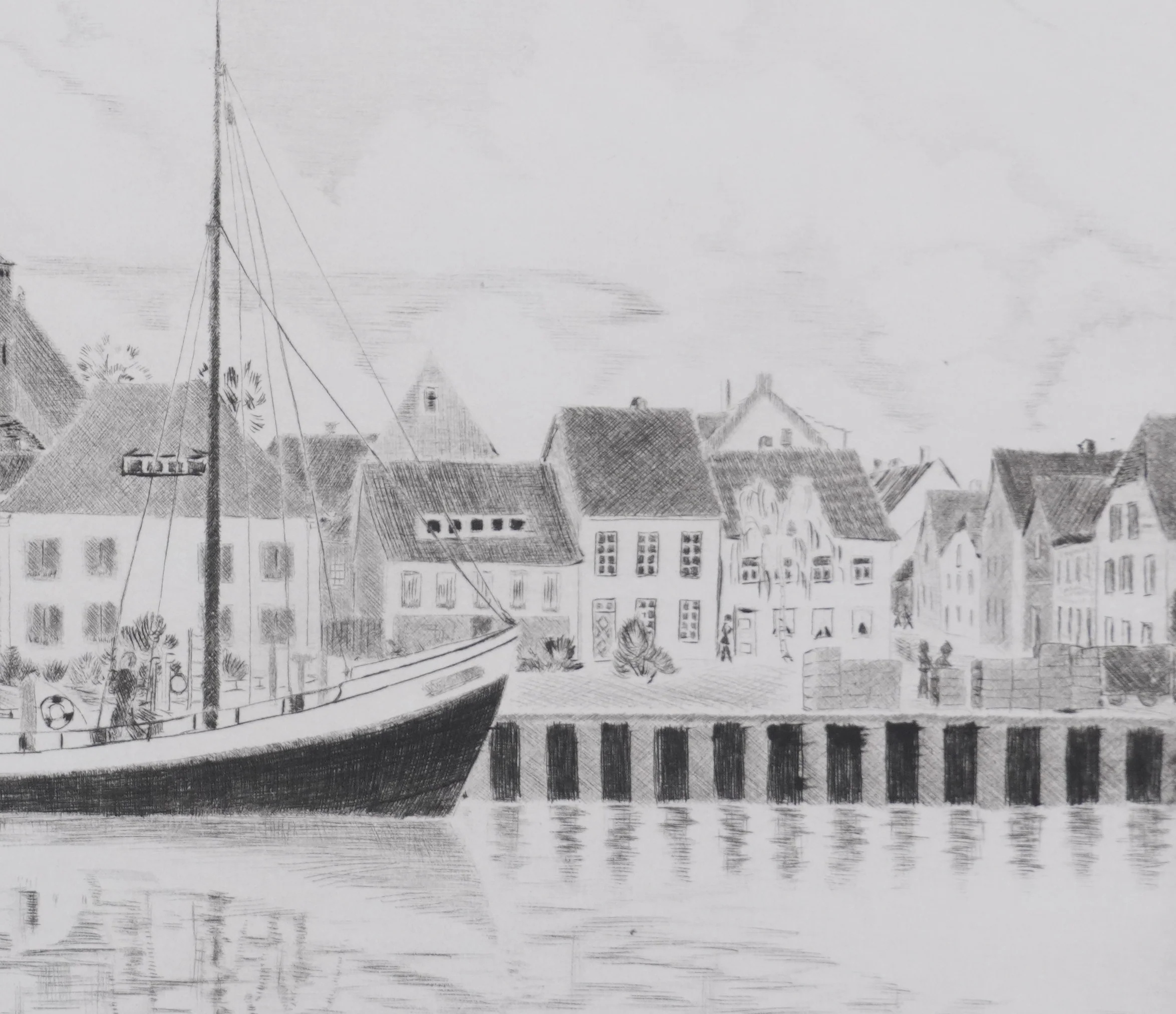 Camille COMBE : La Baltique à Neustadt, Gravure originale signée - Image 5