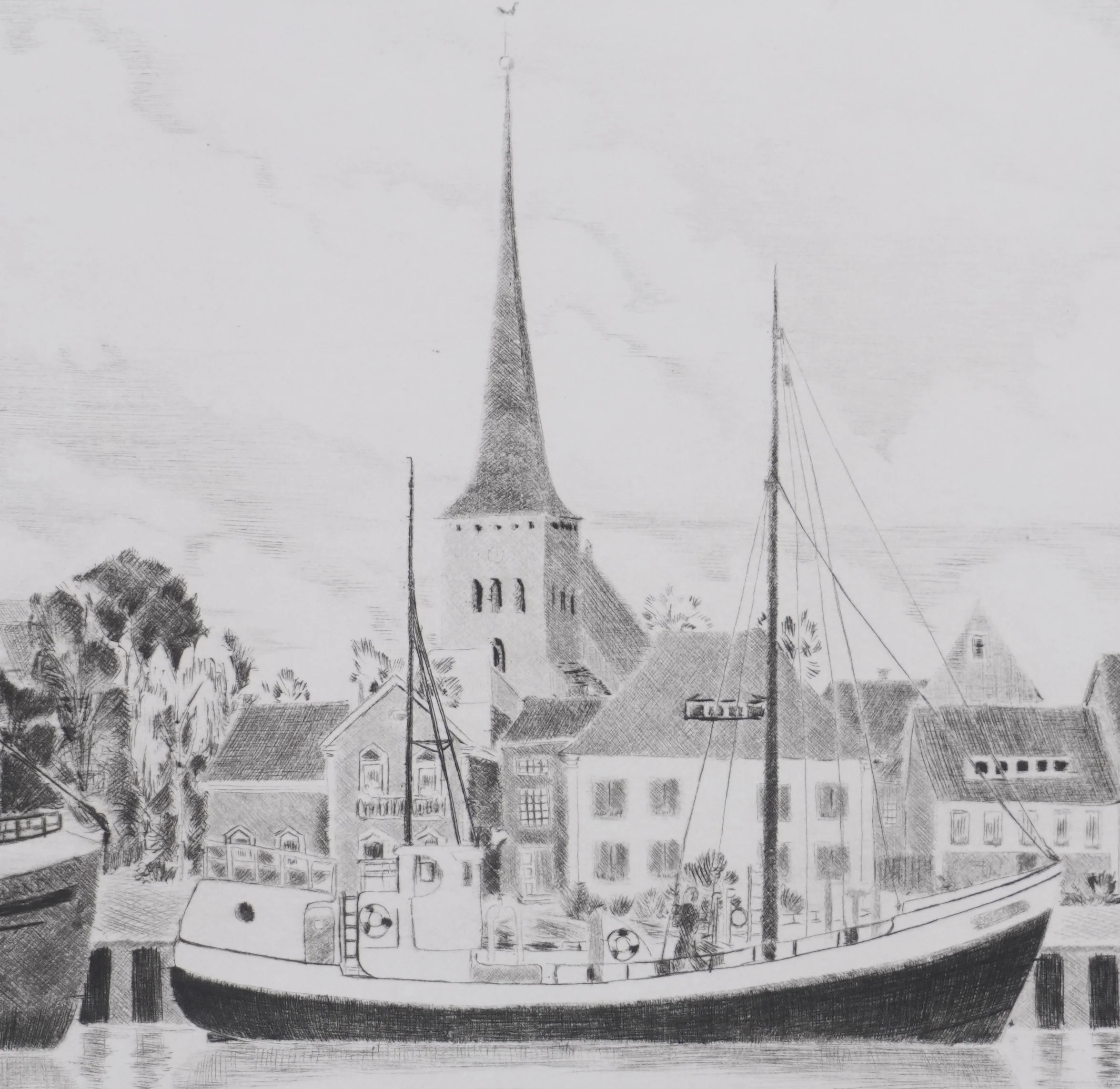 Camille COMBE : La Baltique à Neustadt, Gravure originale signée - Image 6