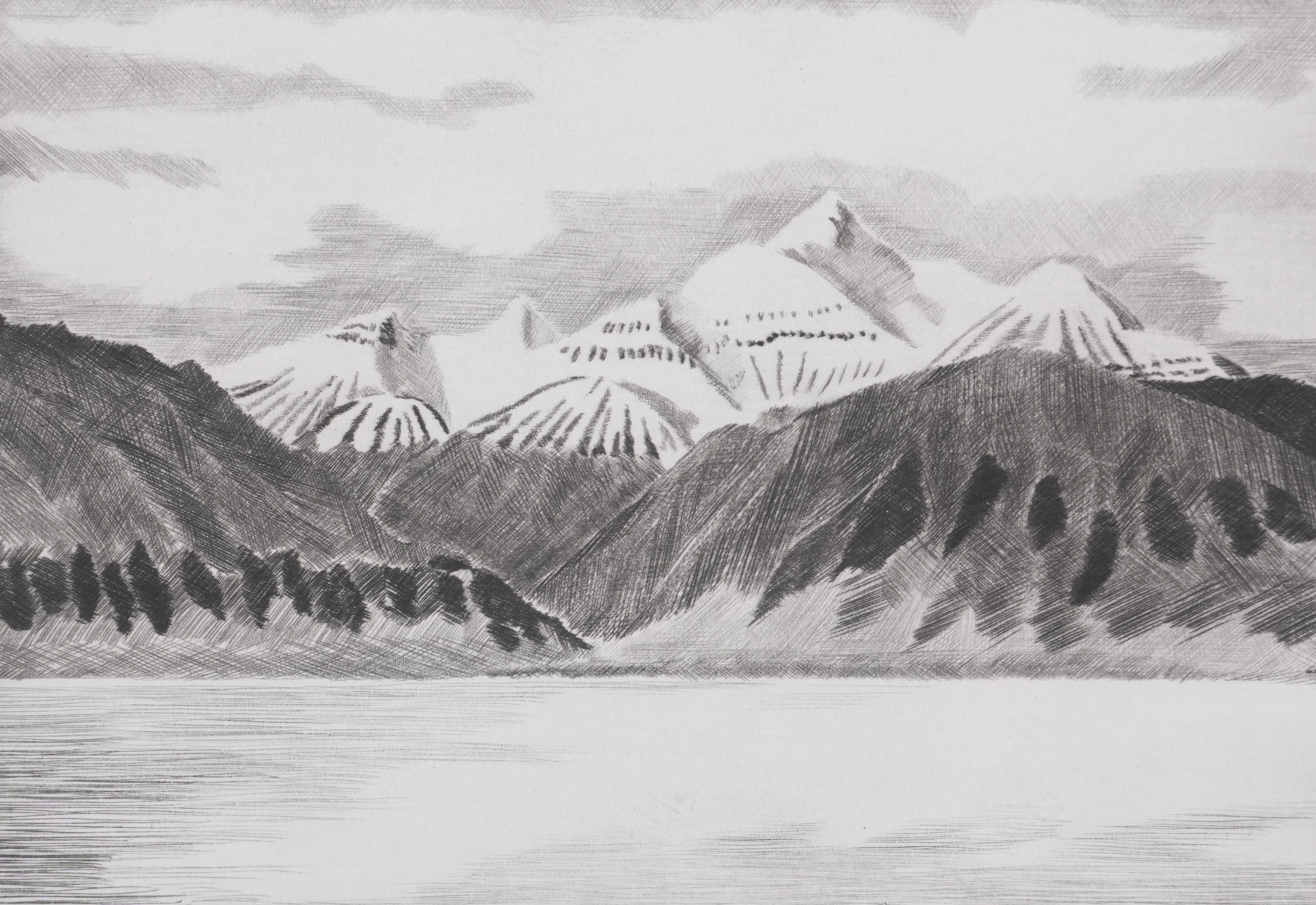Camille COMBE : La terre des Pics Aigus, Gravure originale signée - Image 4