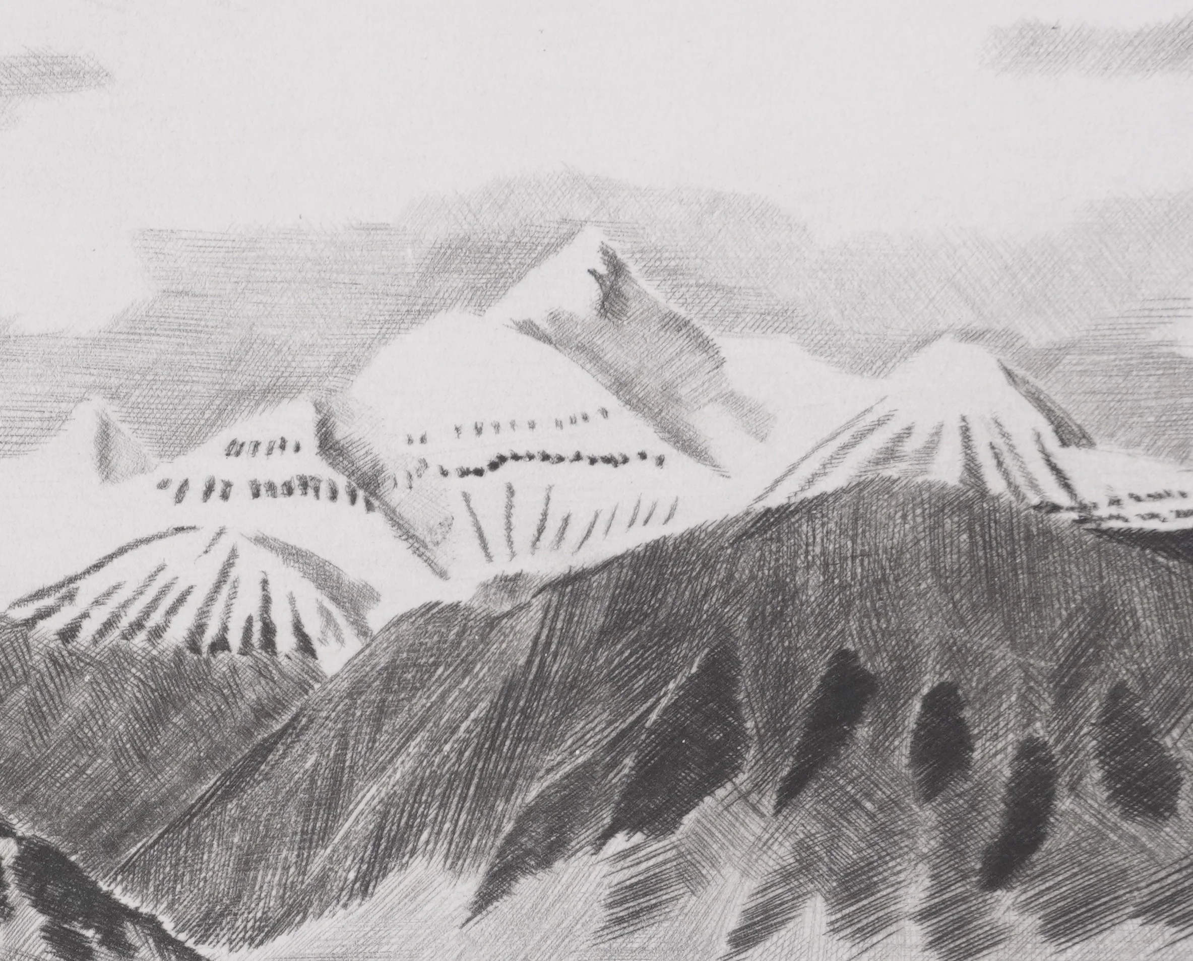 Camille COMBE : La terre des Pics Aigus, Gravure originale signée - Image 6