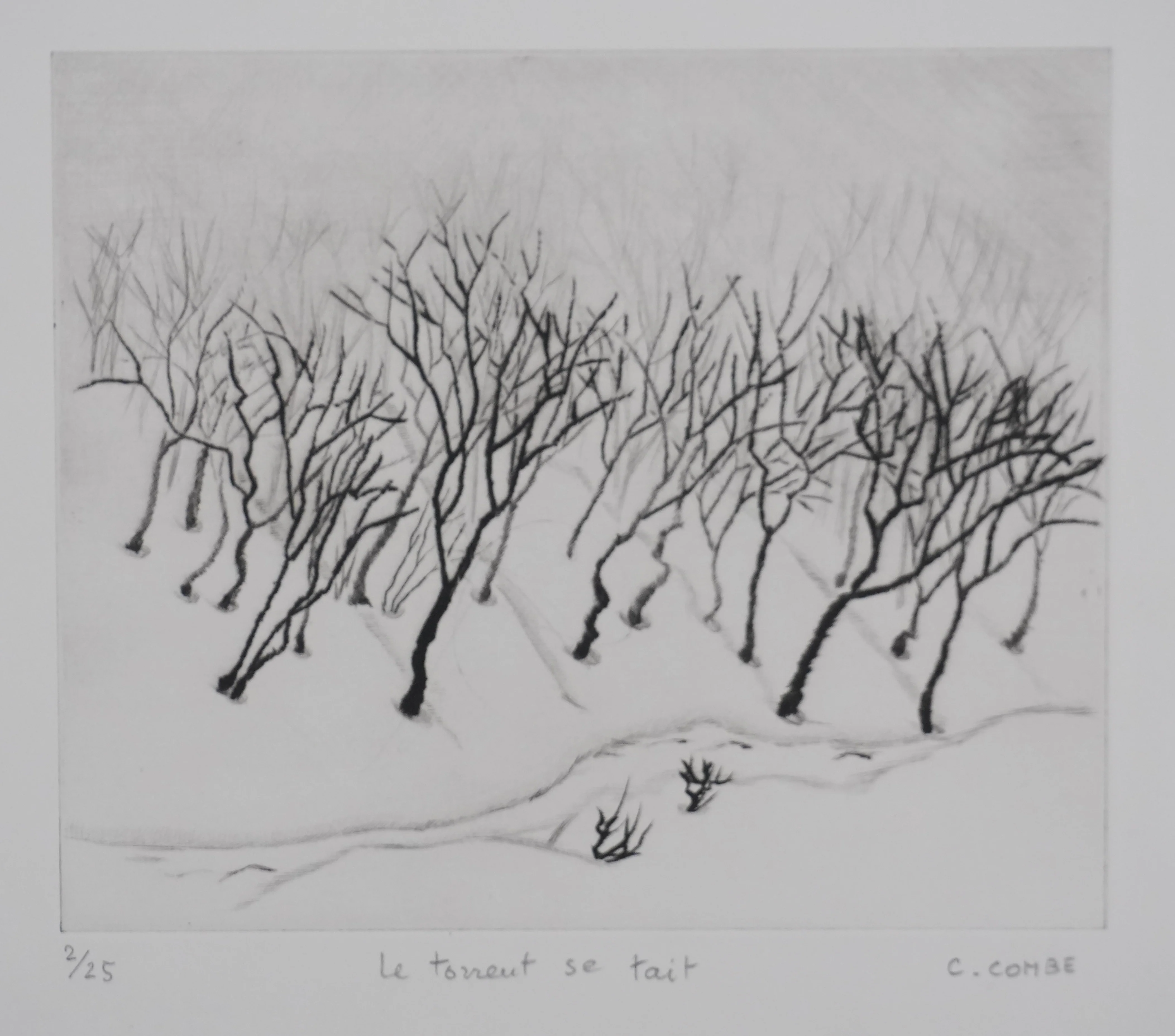 Camille COMBE : Le torrent se tait, Gravure originale signée