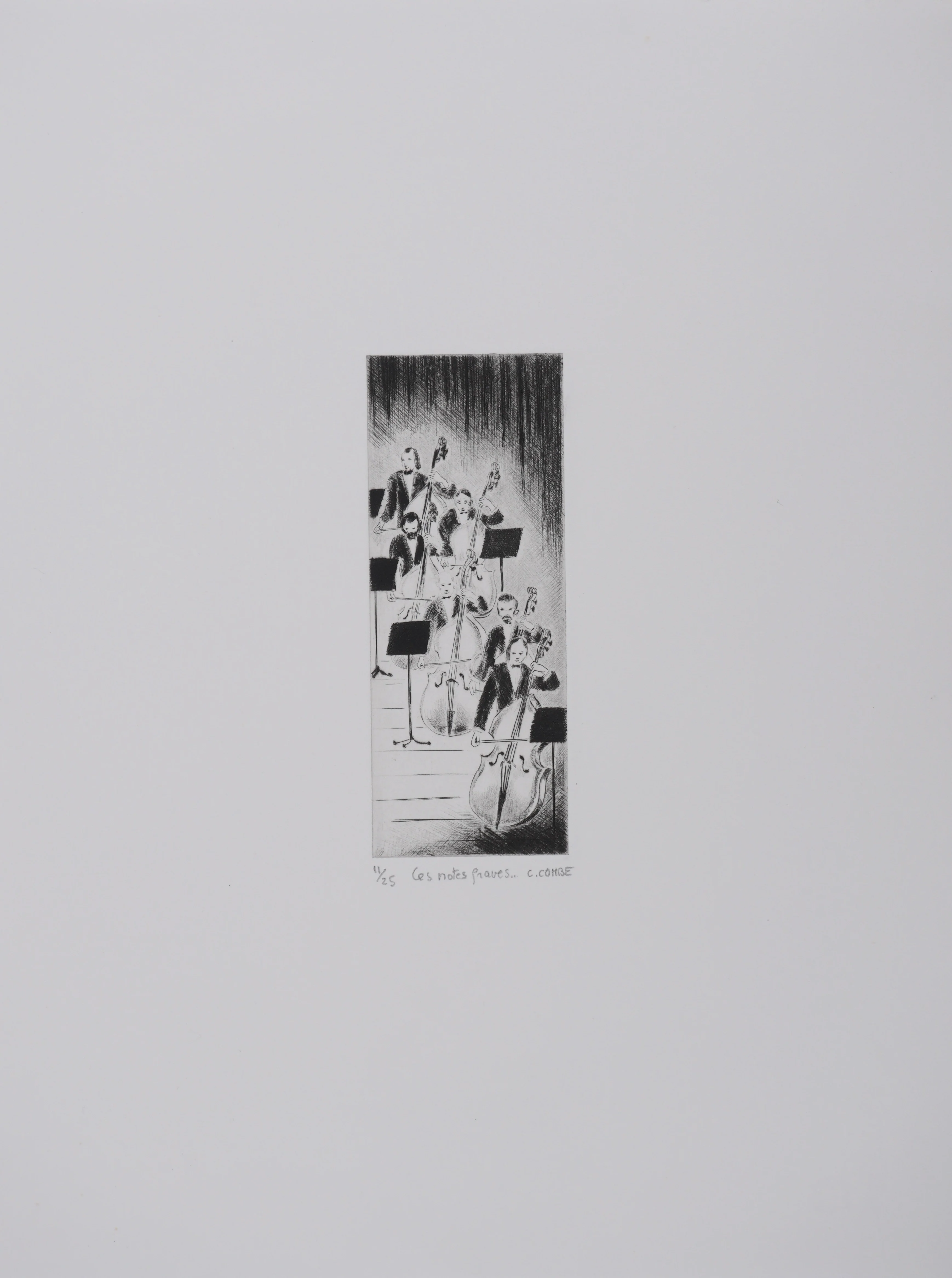 Camille COMBE : Les notes graves, Gravure originale signée - Image 2