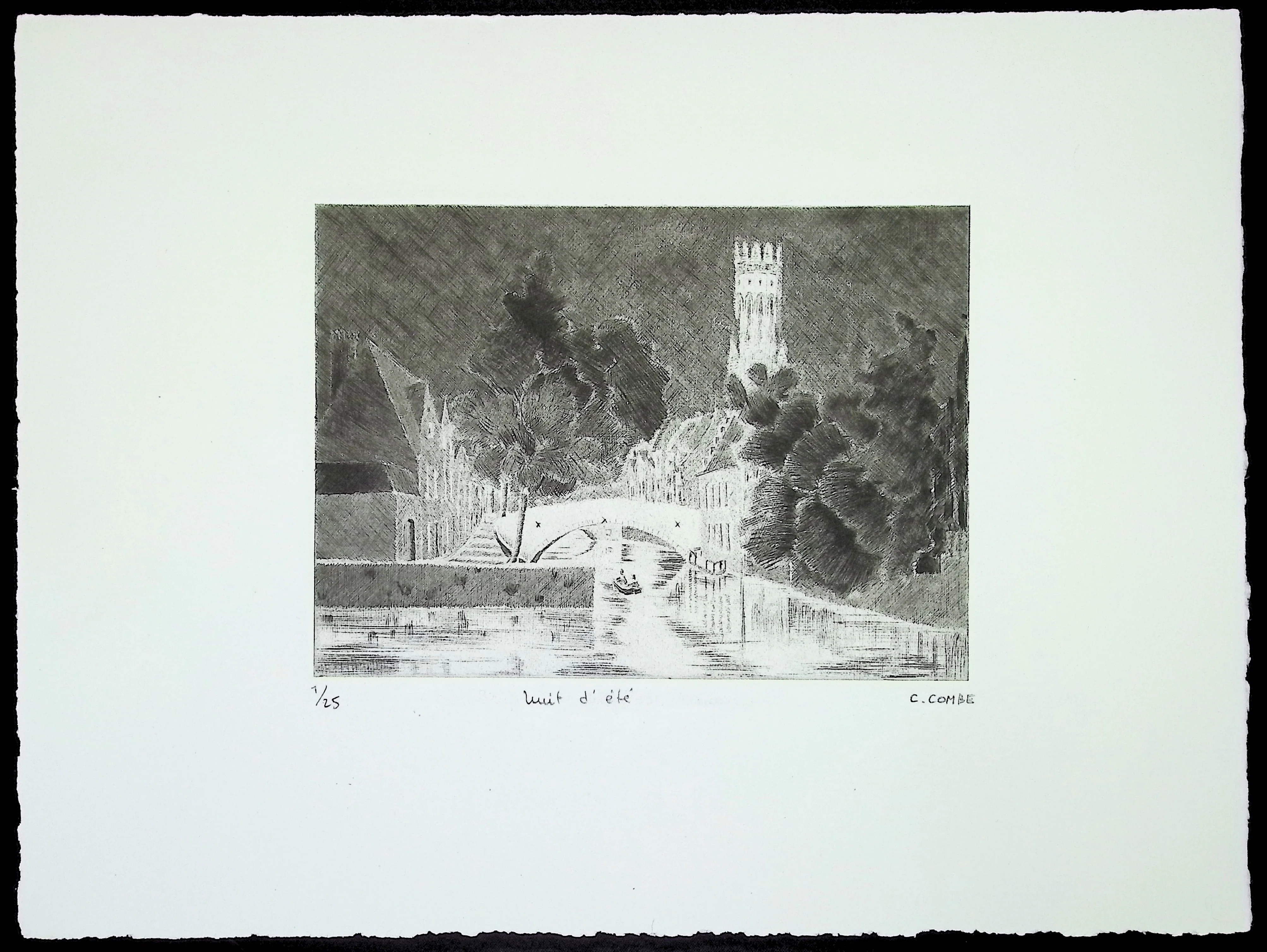 Camille COMBE : Nuit d'été, Gravure originale signée - Image 2