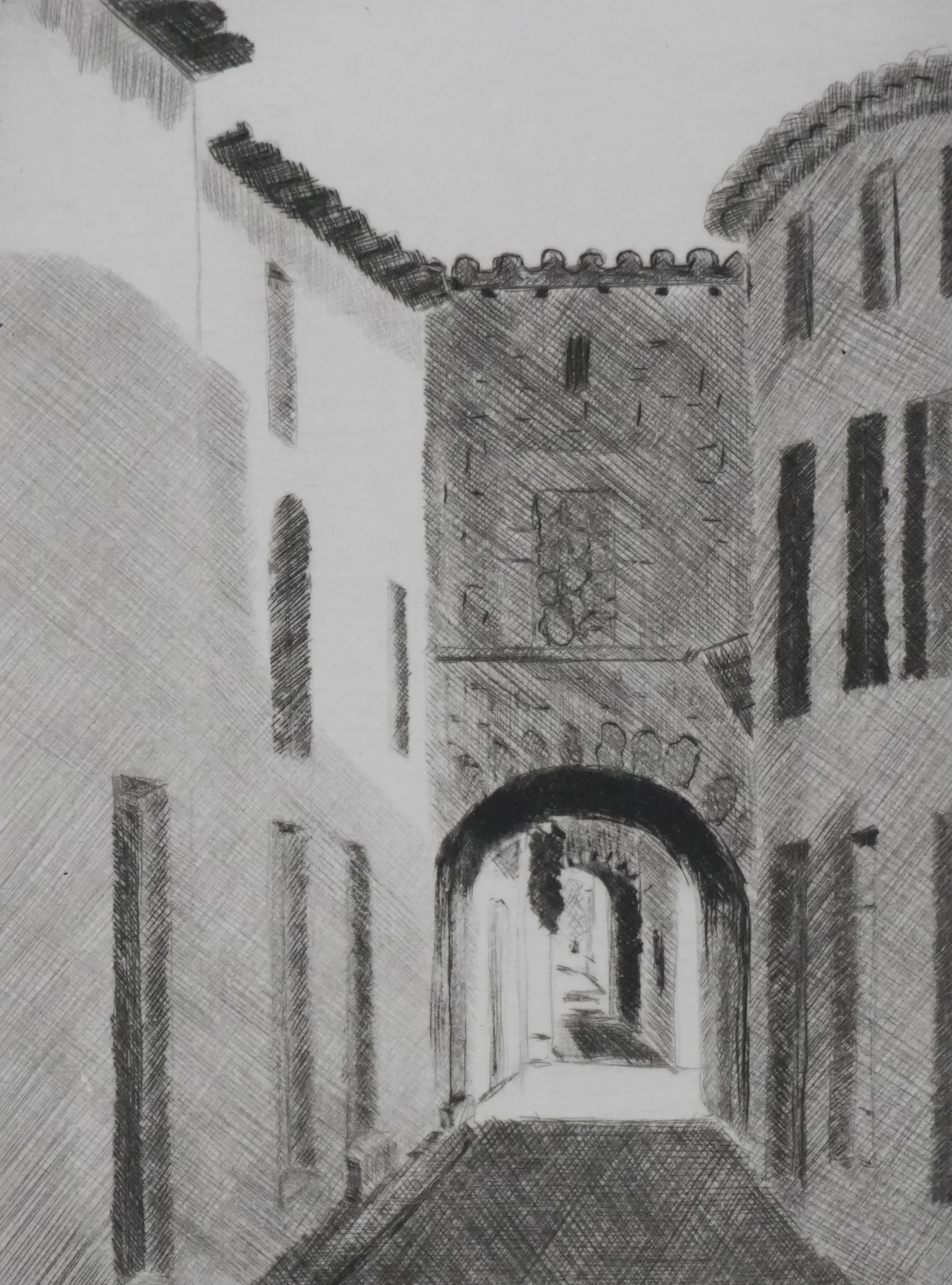 Camille COMBE : Par les ruelles, Gravure originale signée - Image 4