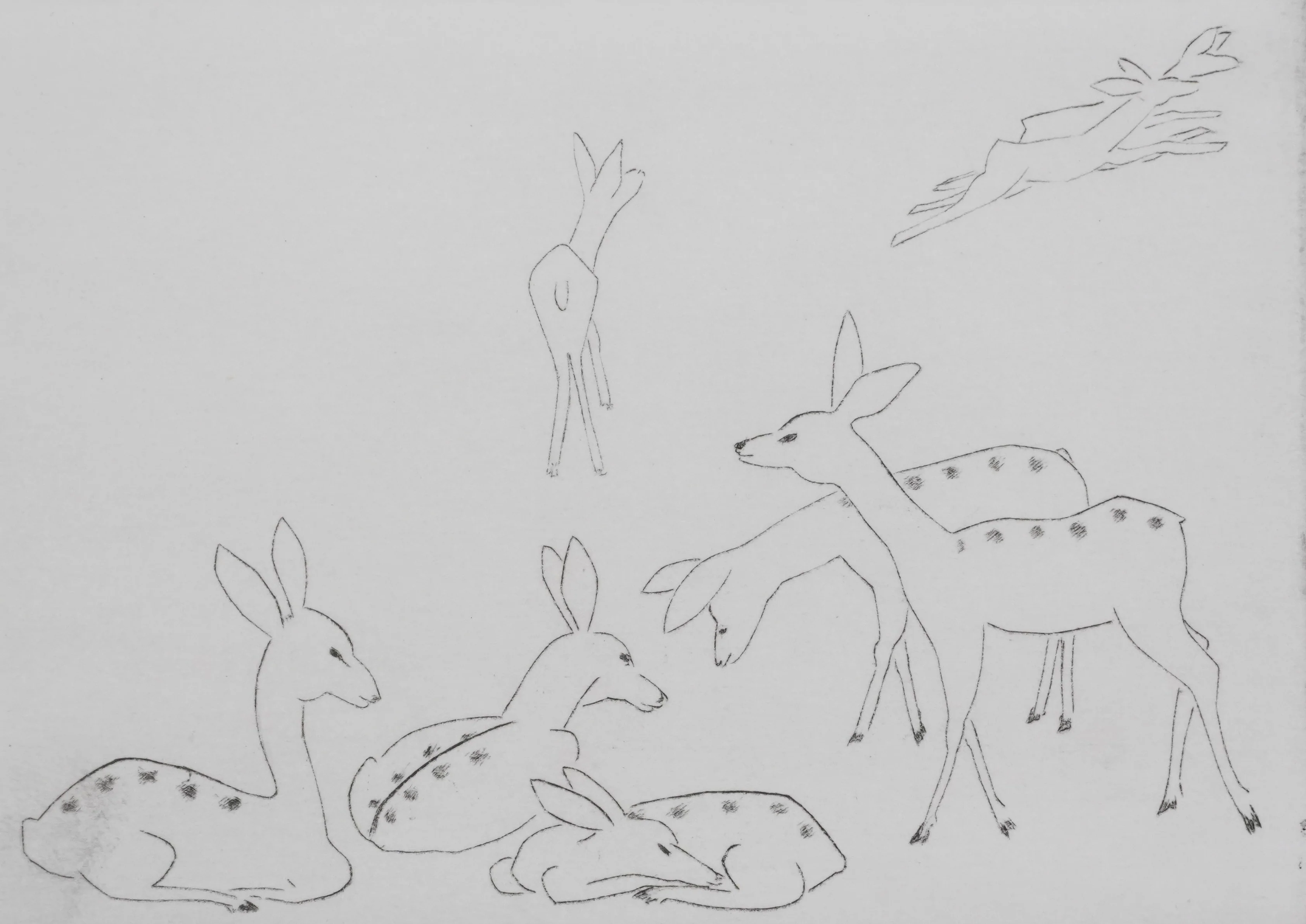 Camille COMBE : Parmi les biches, Gravure originale signée - Image 4