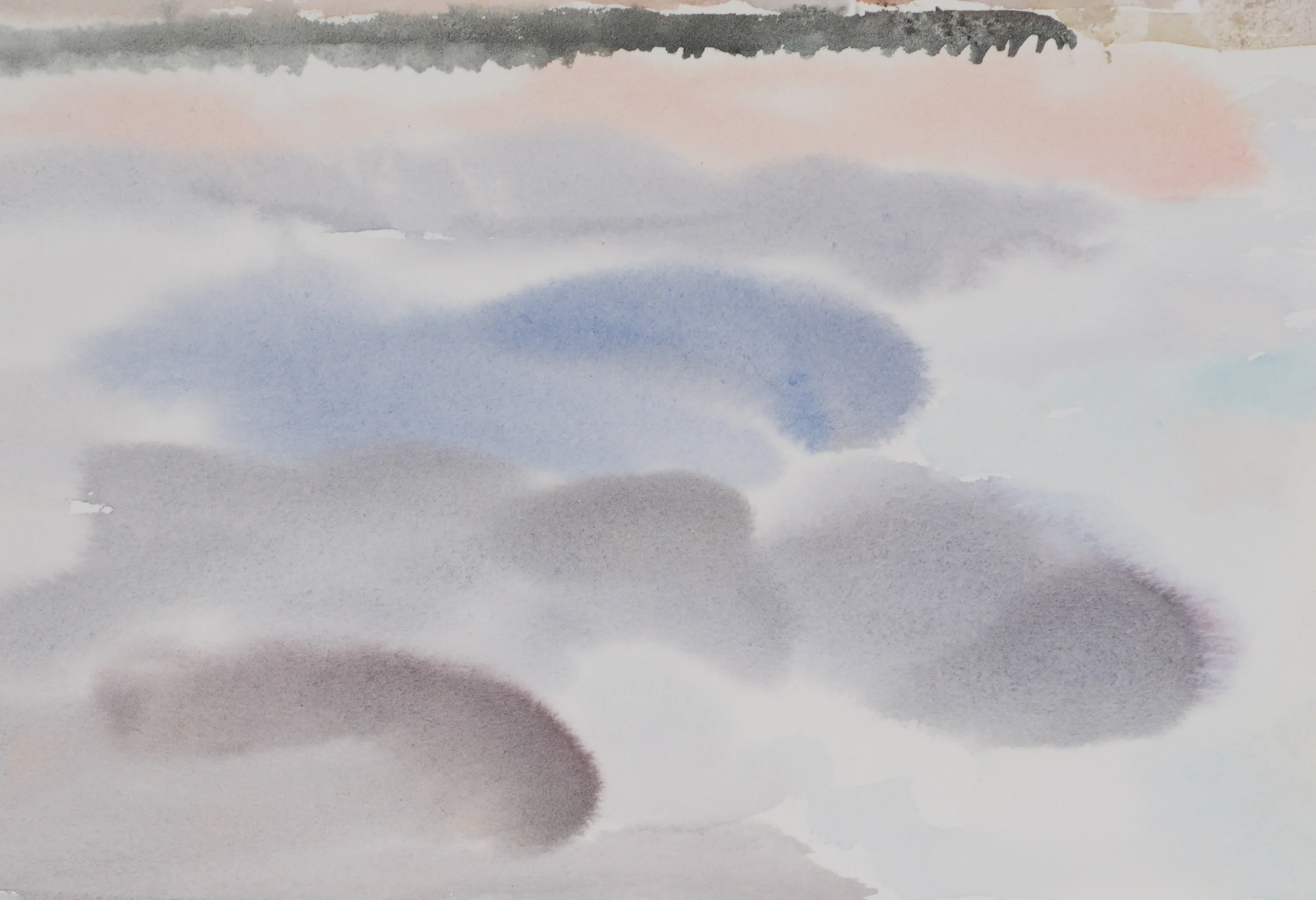 Camille COMBE : Réflexion nuageuse, Aquarelle originale signée - Image 6