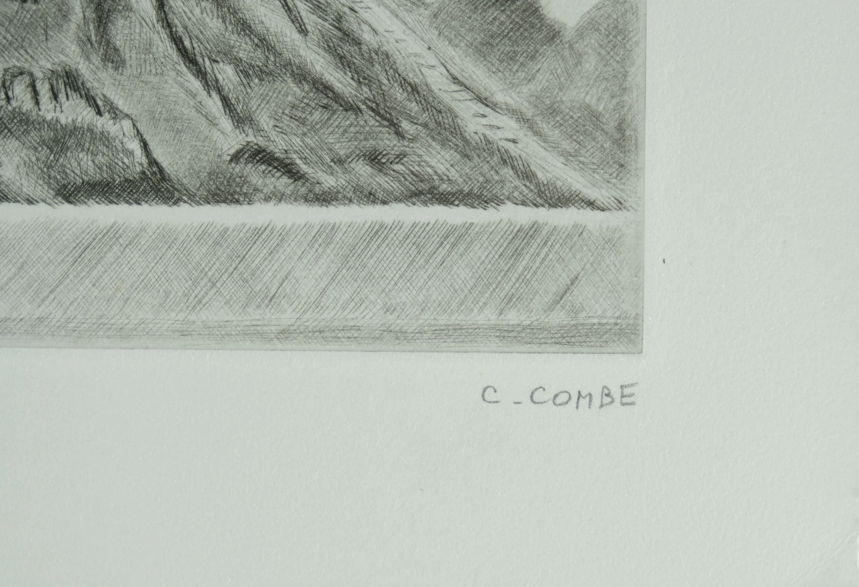 Camille COMBE : Santorin sous les nuages, Gravure originale signée - Image 2