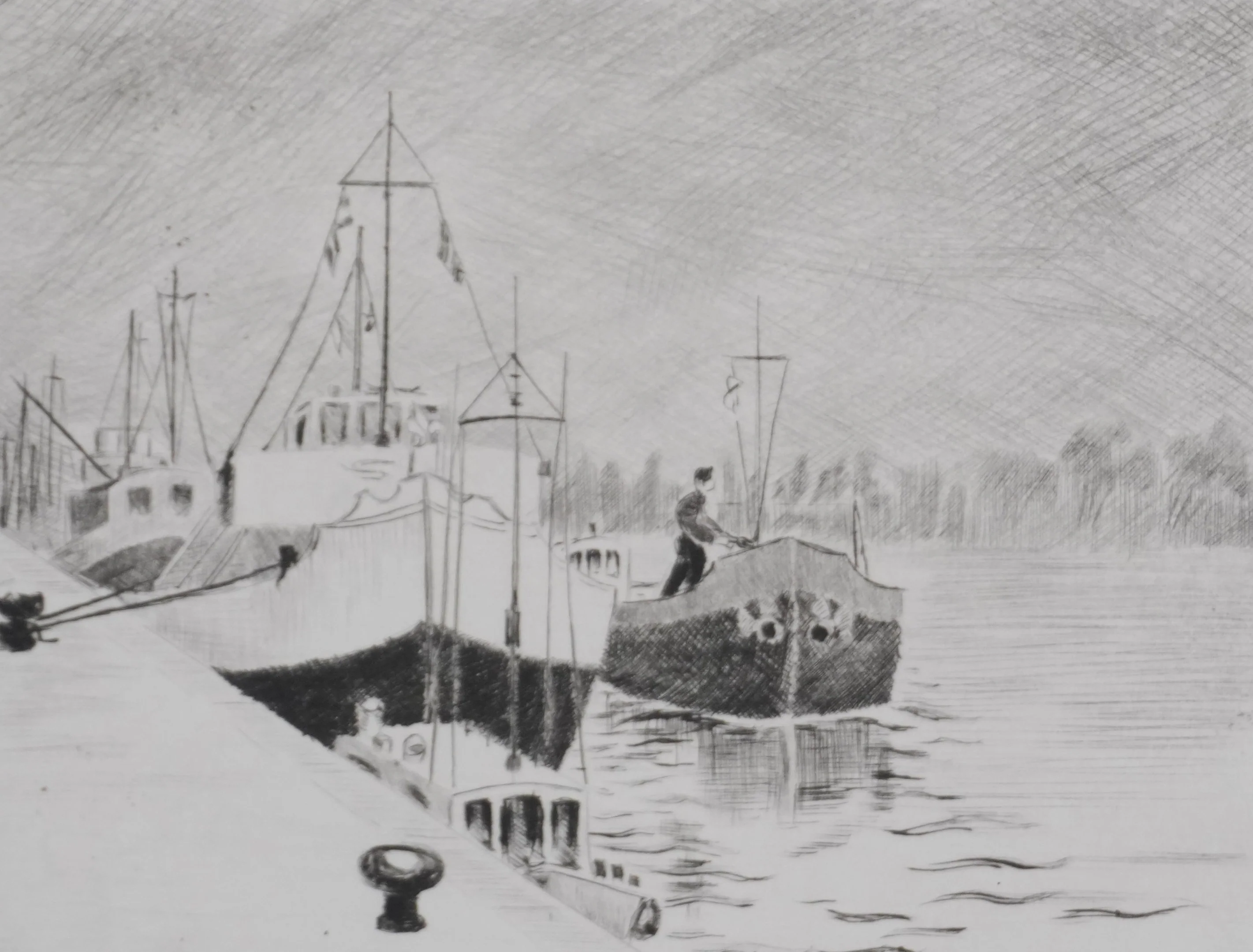 Camille COMBE : Sur l'Ijssel, Gravure originale signée - Image 4