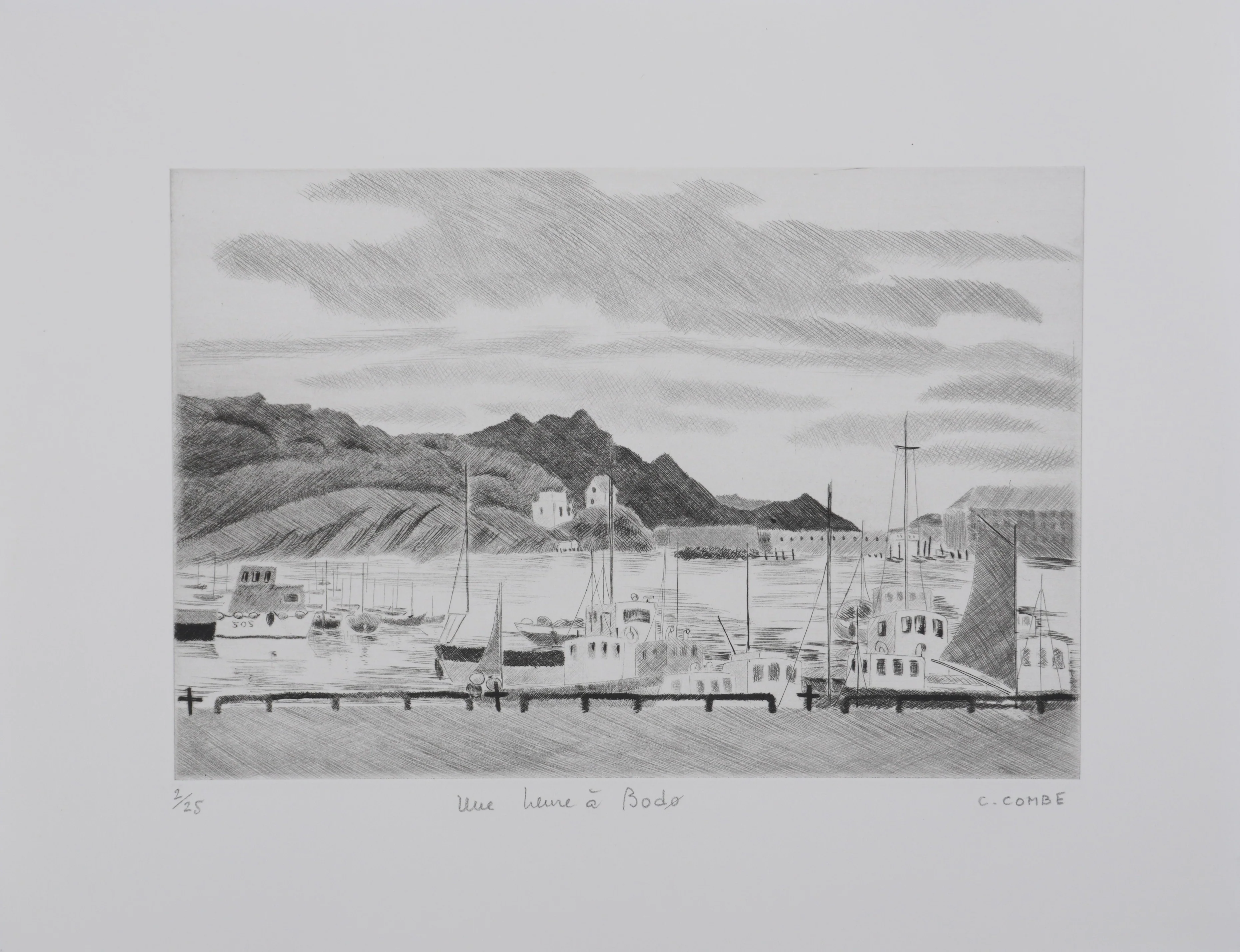 Camille COMBE : Une heure à Bodø, Gravure originale signée - Image 3