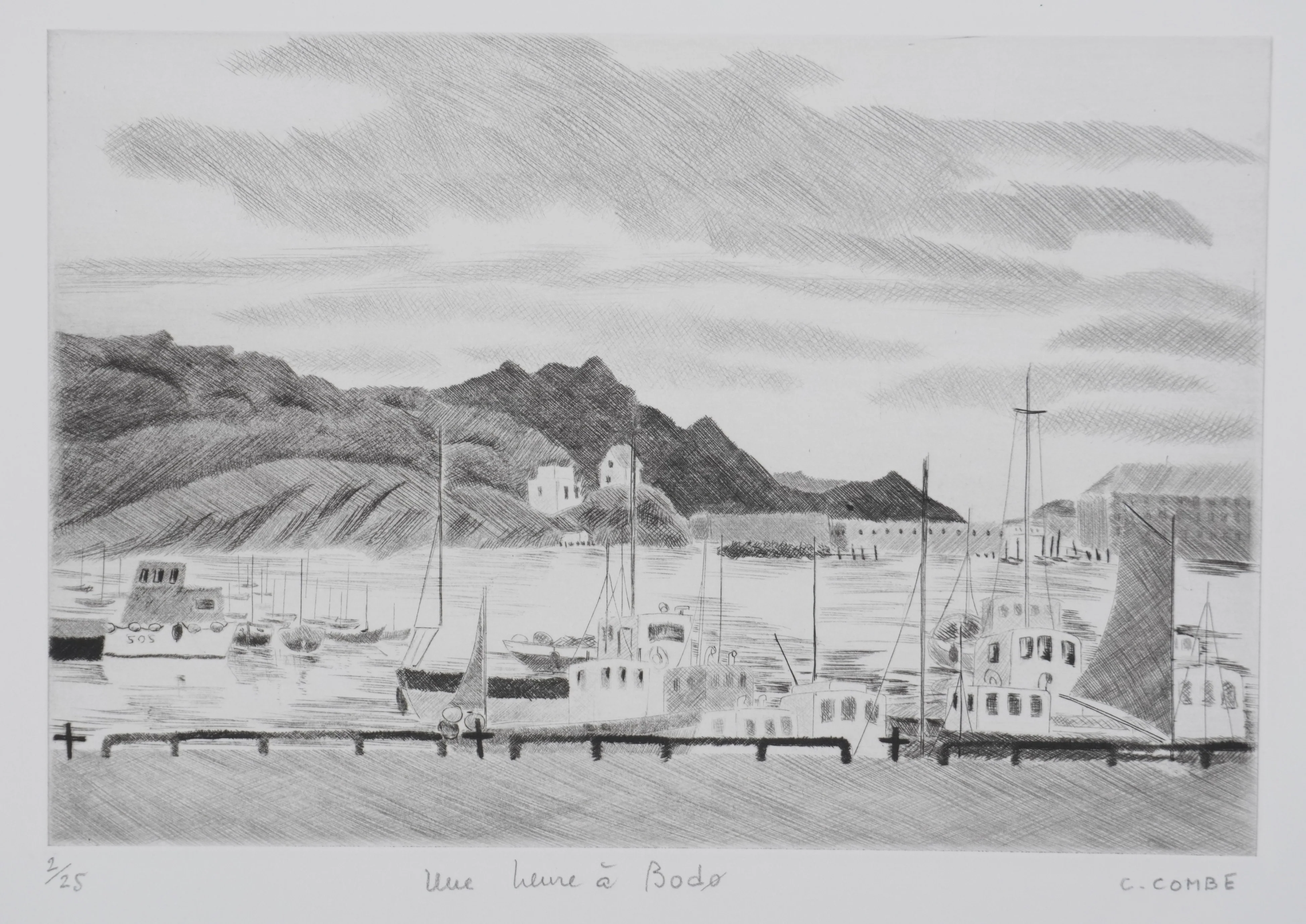 Camille COMBE : Une heure à Bodø, Gravure originale signée - Image 4