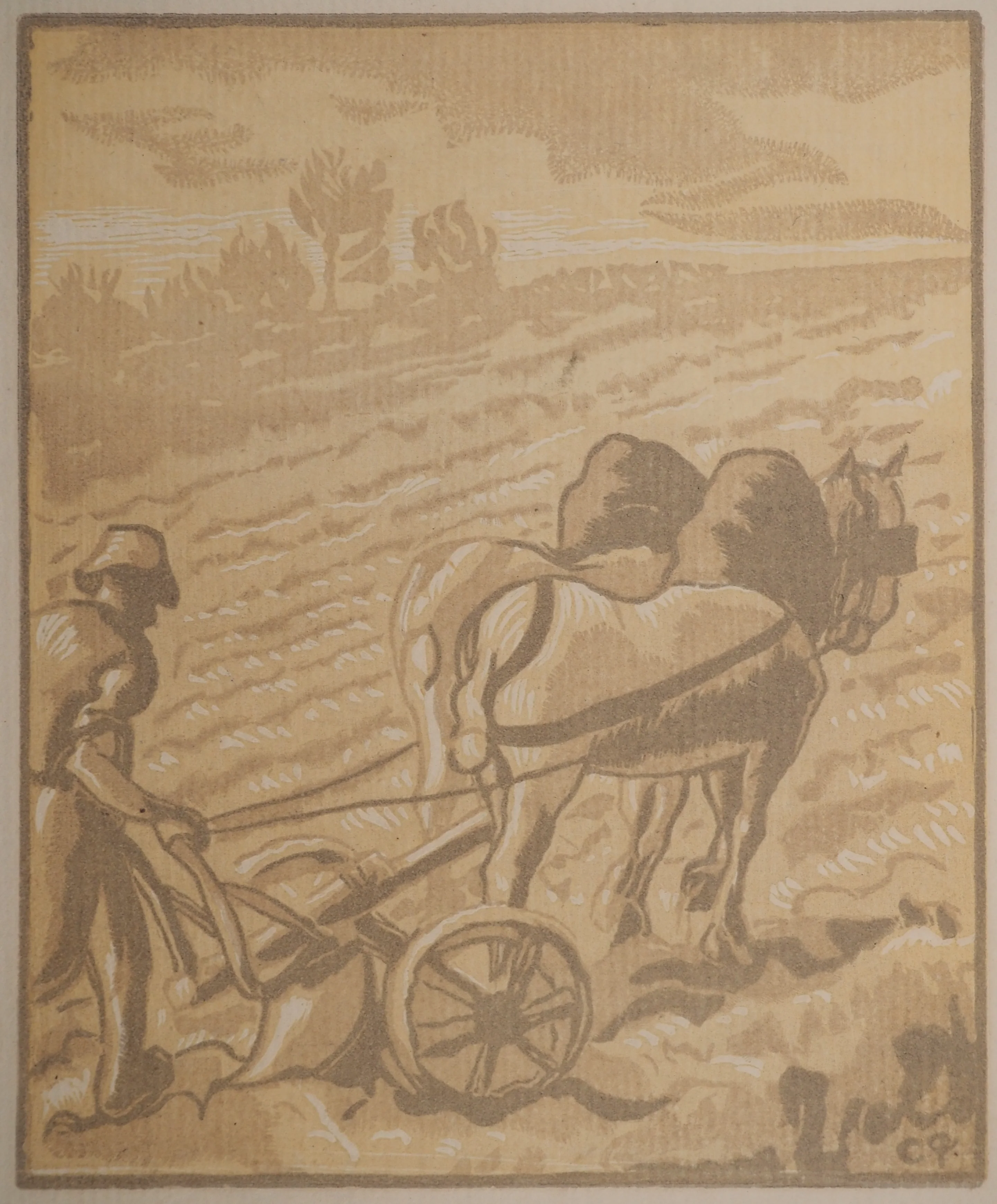 Camille PISSARRO : Le laboureur, Gravure originale signée