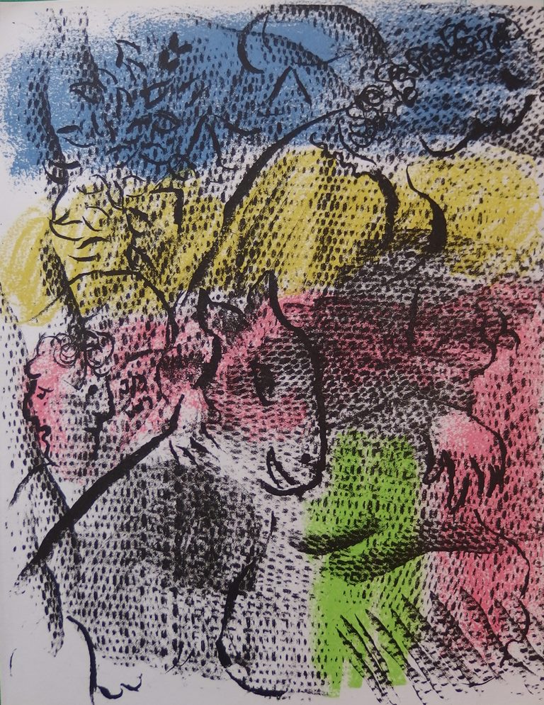 Marc CHAGALL : Couple à la chèvre, Lithographie originale