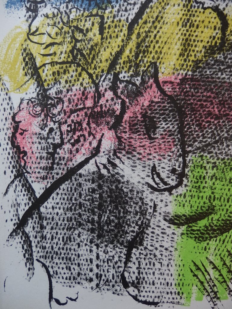 Marc CHAGALL : Couple à la chèvre, Lithographie originale - Image 2