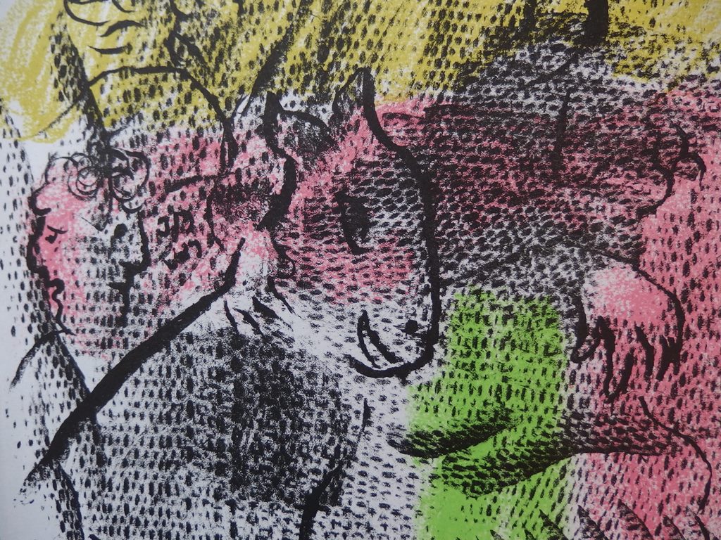 Marc CHAGALL : Couple à la chèvre, Lithographie originale - Image 3
