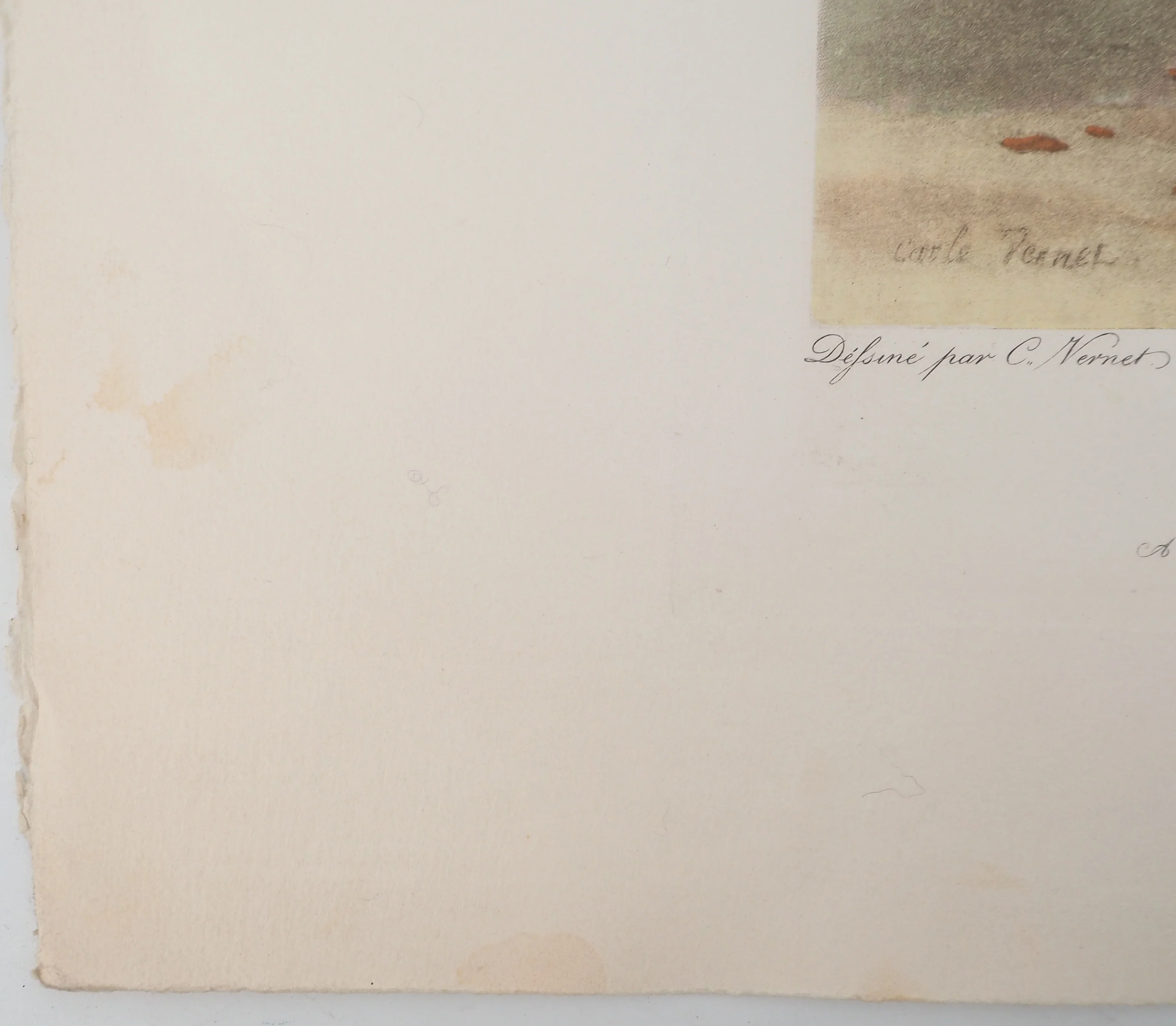 Charles Antoine VERNET : Jockey coupant son adversaire, Gravure et pochoir signée - Image 5
