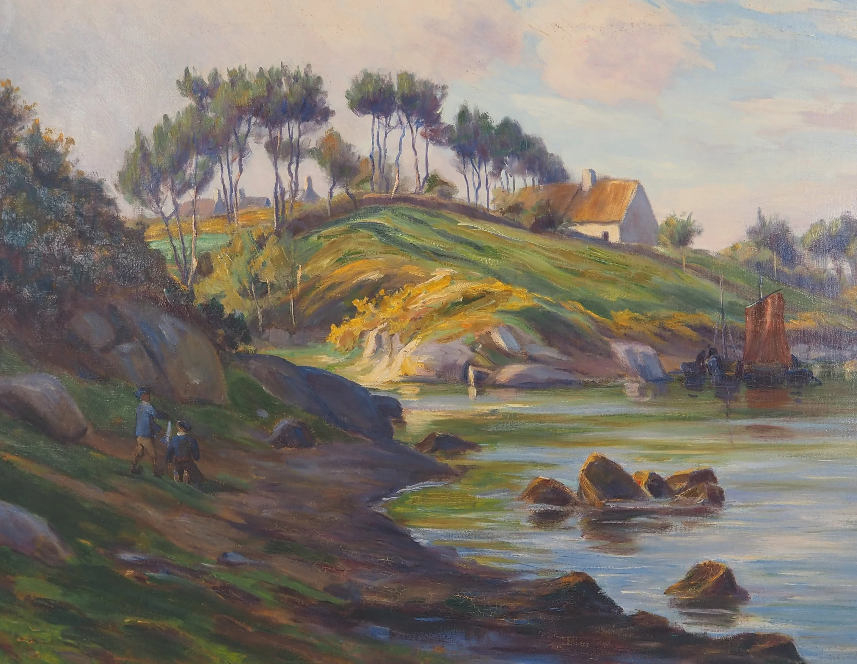 Charles WISLIN : Après midi au bord du Lac, Huile sur toile signée - Image 2