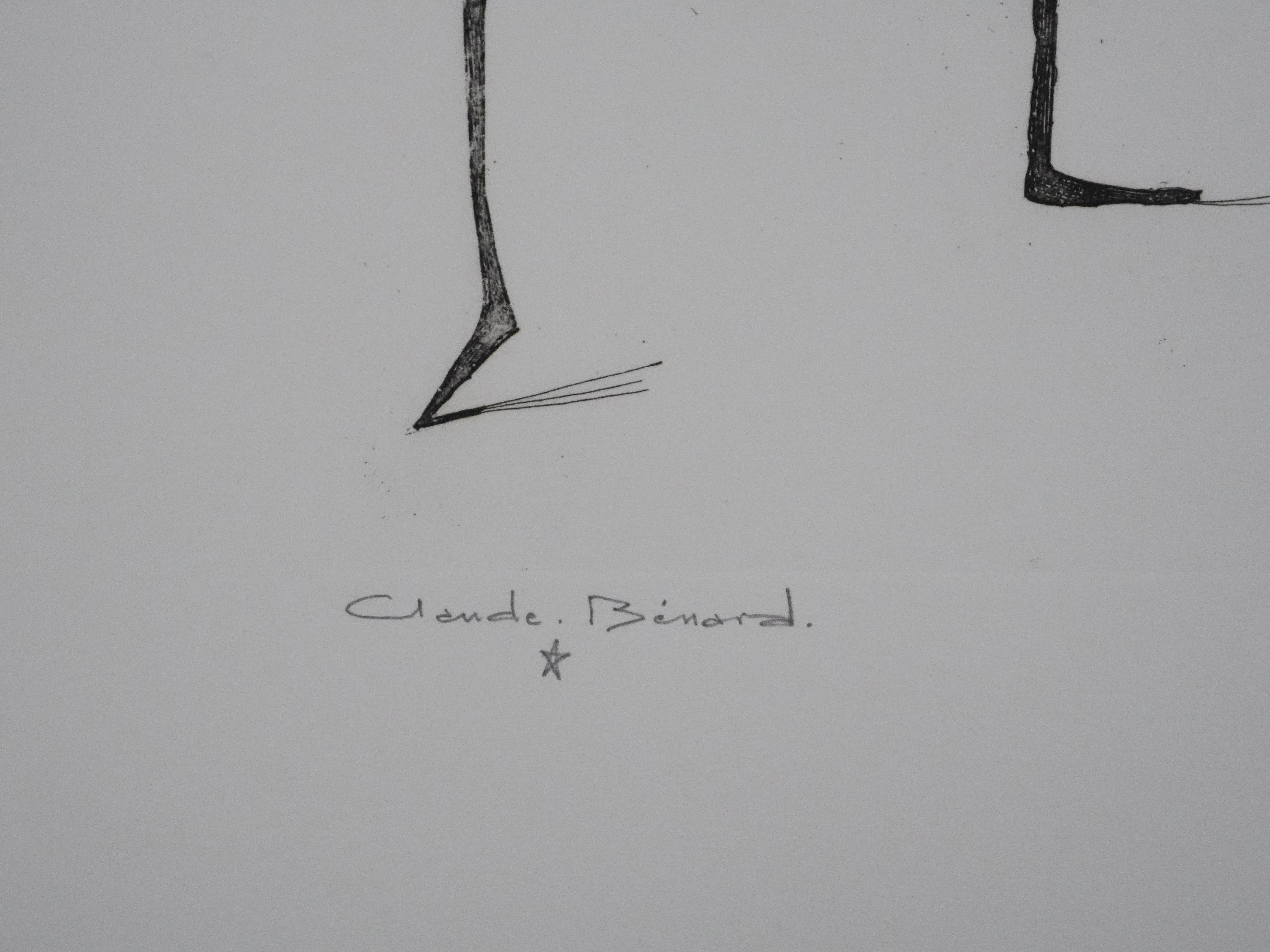 Claude BENARD : Discussion dans le désert, Gravure originale signée - Image 2