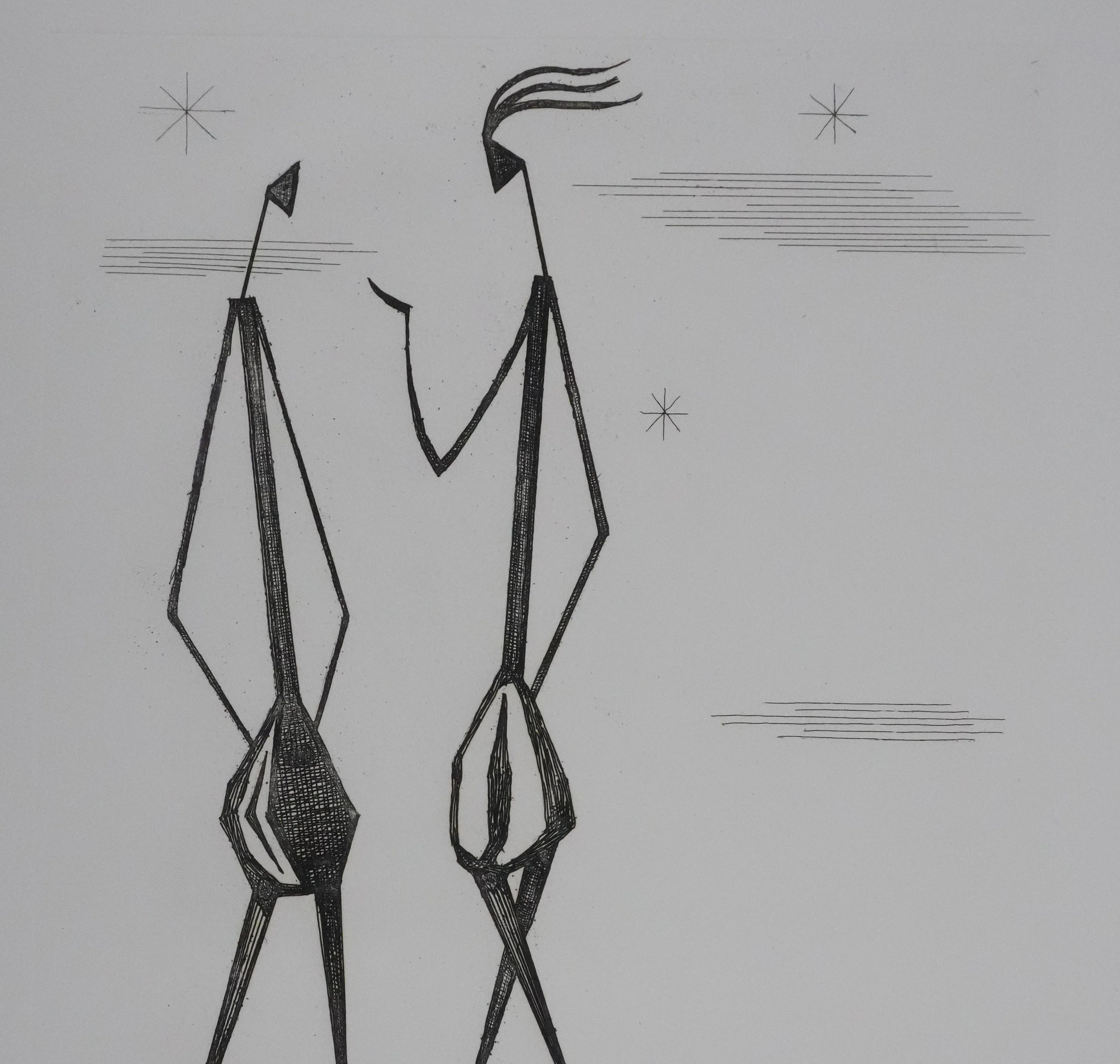 Claude BENARD : Discussion dans le désert, Gravure originale signée - Image 4