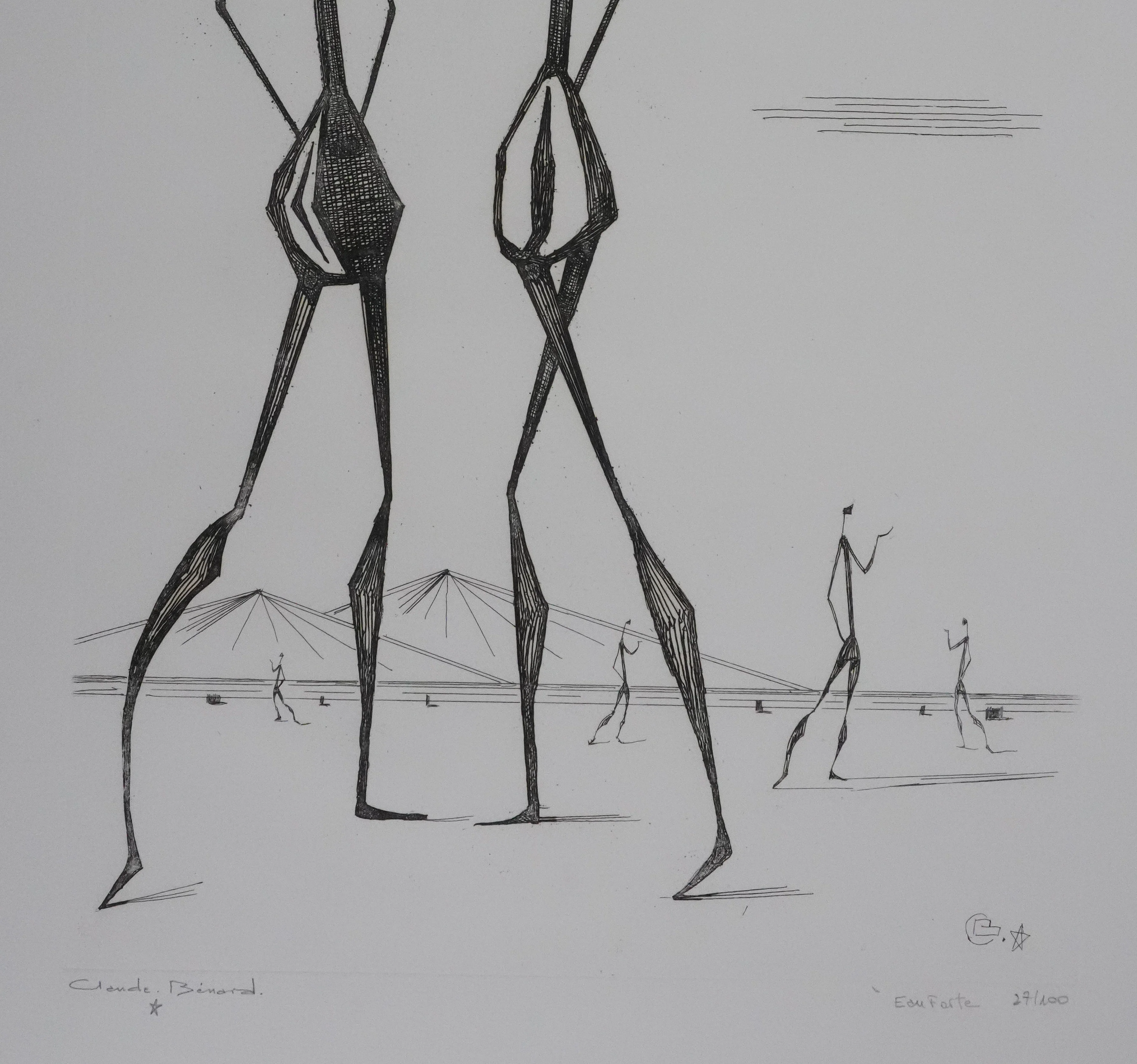 Claude BENARD : Discussion dans le désert, Gravure originale signée - Image 5
