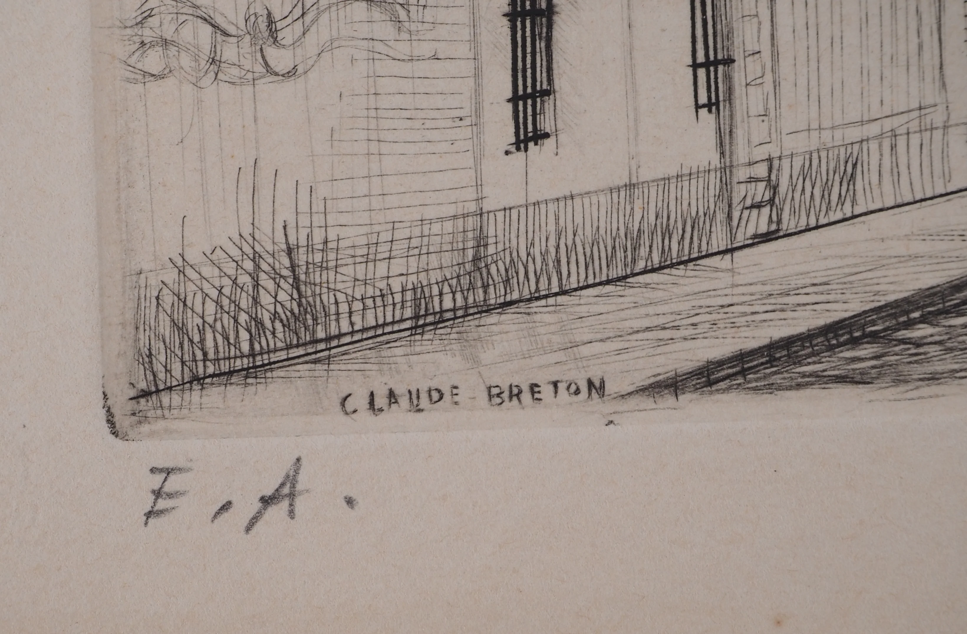 Claude BRETON : Rue d'une ville, Gravure originale signée - Image 8