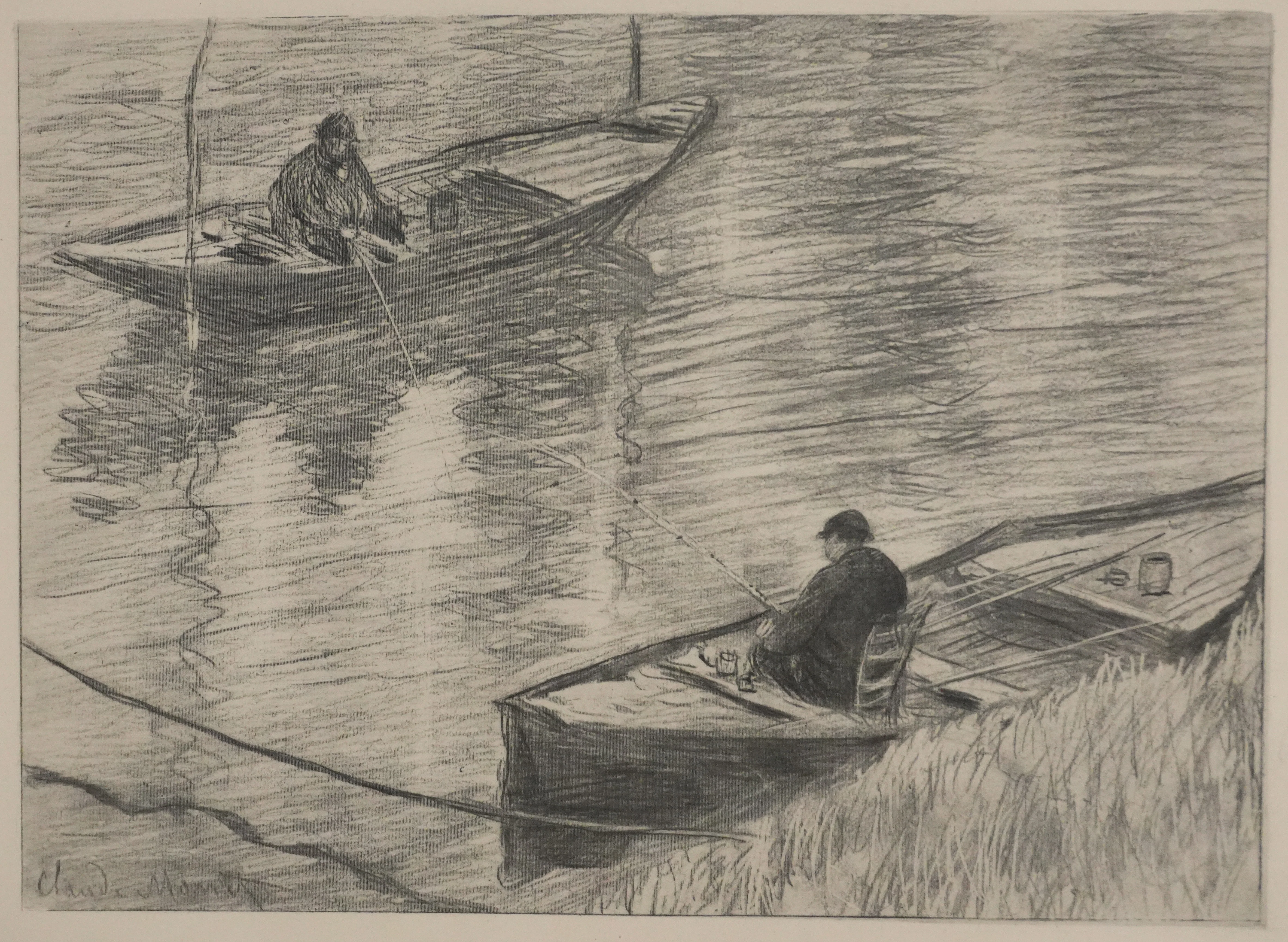 Claude MONET : Pêcheurs à la ligne, Lithographie signée - Image 3