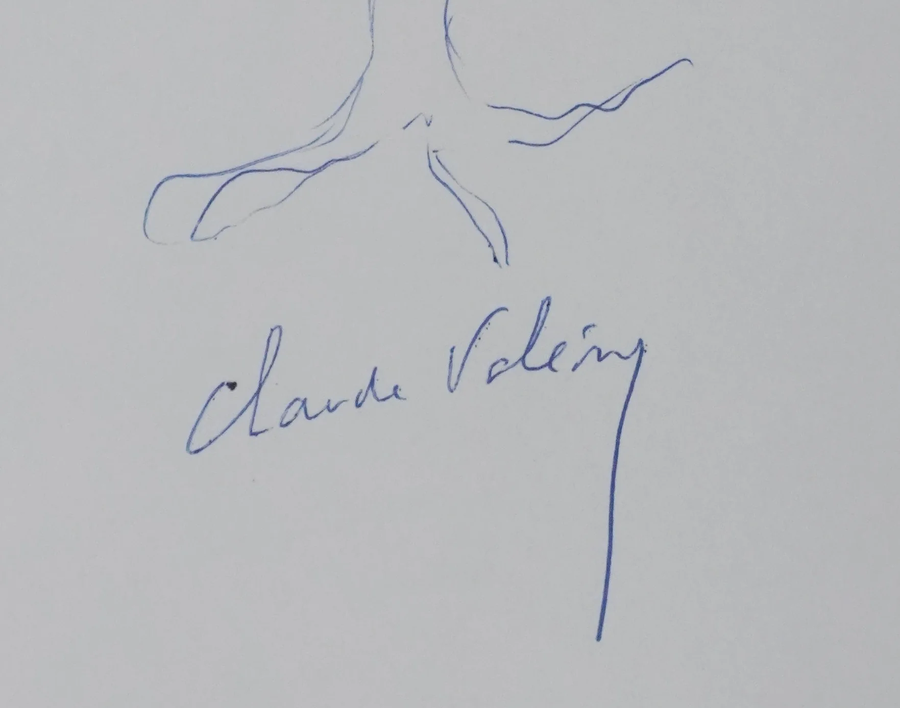 Claude VALERY : L'arbre en bleu, Autographe et dessin original signé - Image 3
