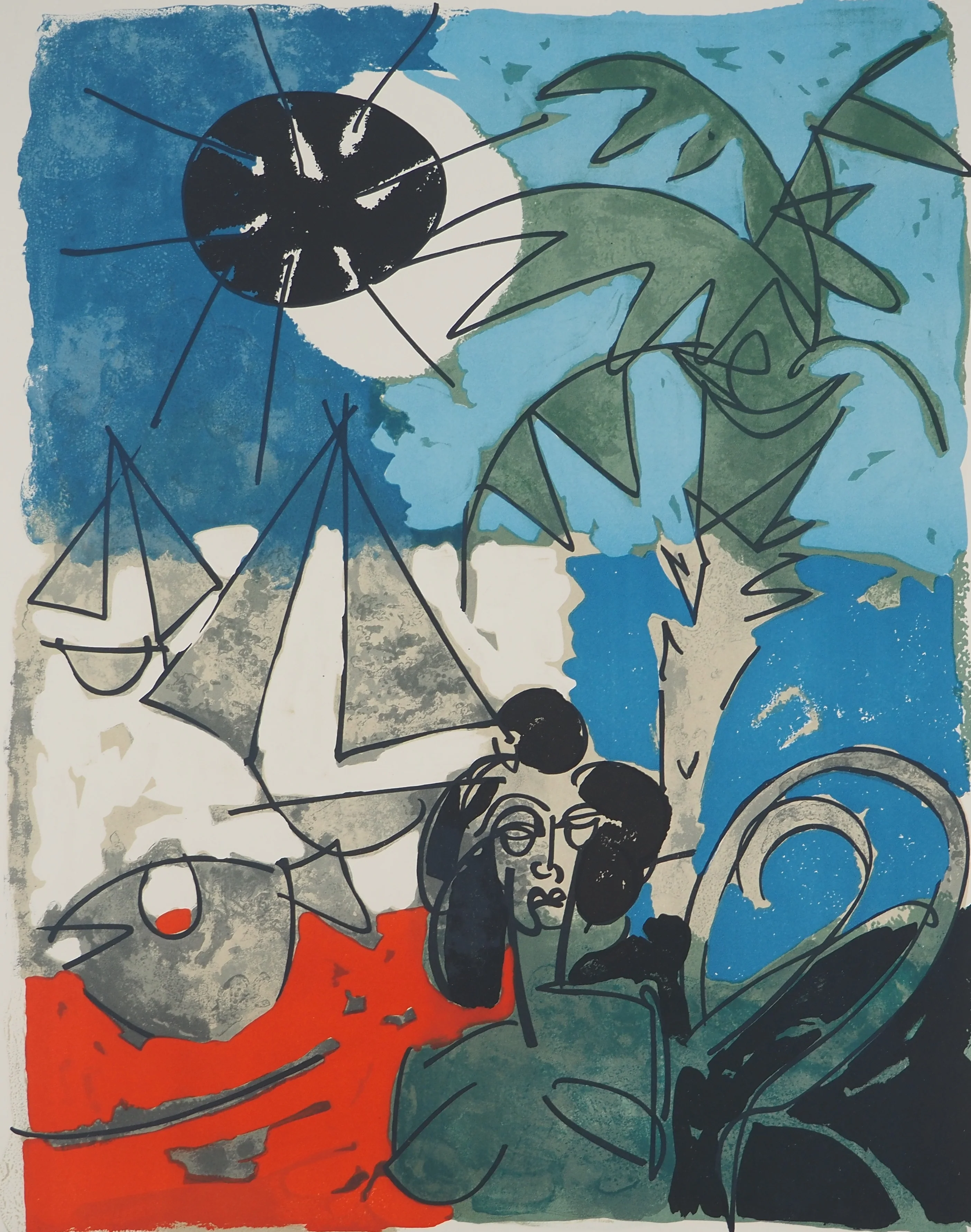 Claude VENARD : Femme en bord de mer, Lithographie originale signée - Image 3