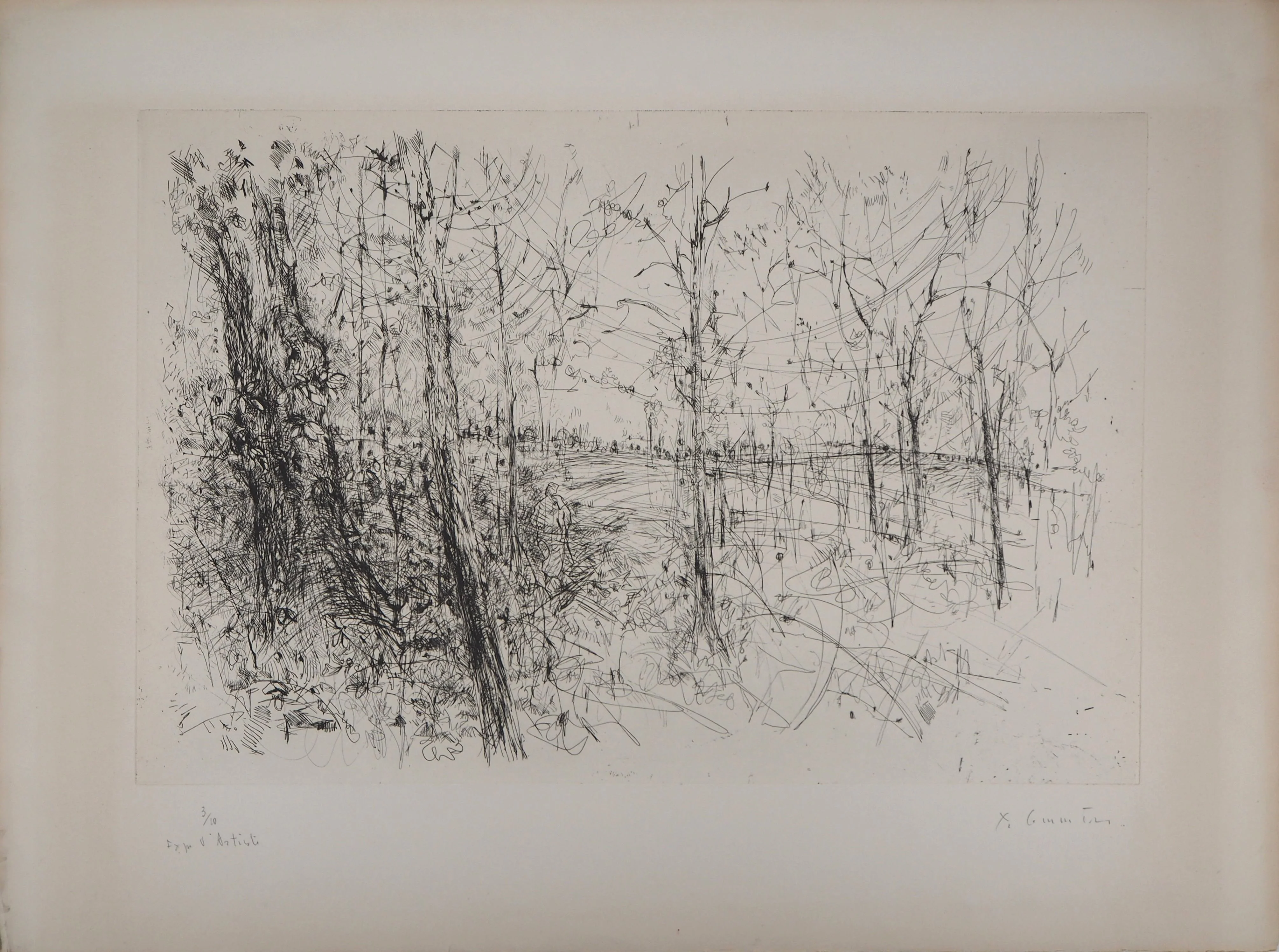 Jean COMMERE : Balade dans le bois, Gravure originale signée