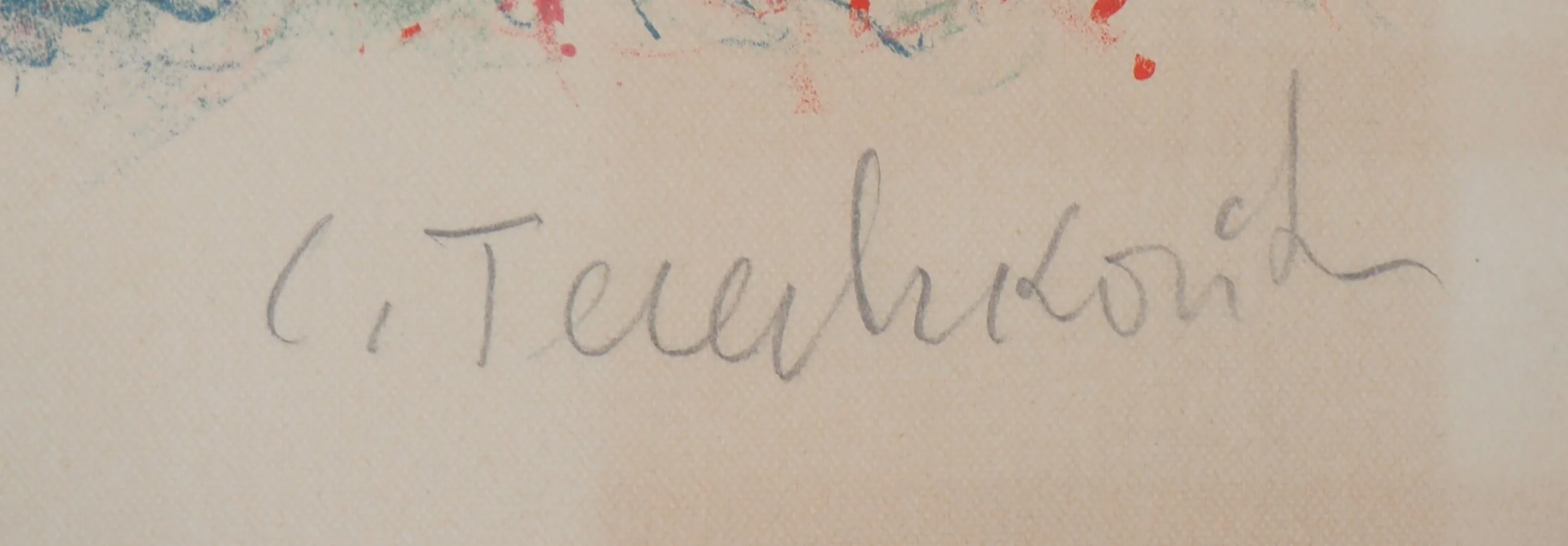 Constantin TERECHKOVITCH : Sortie familiale en hiver, Lithographie originale et pochoir signée - Image 2