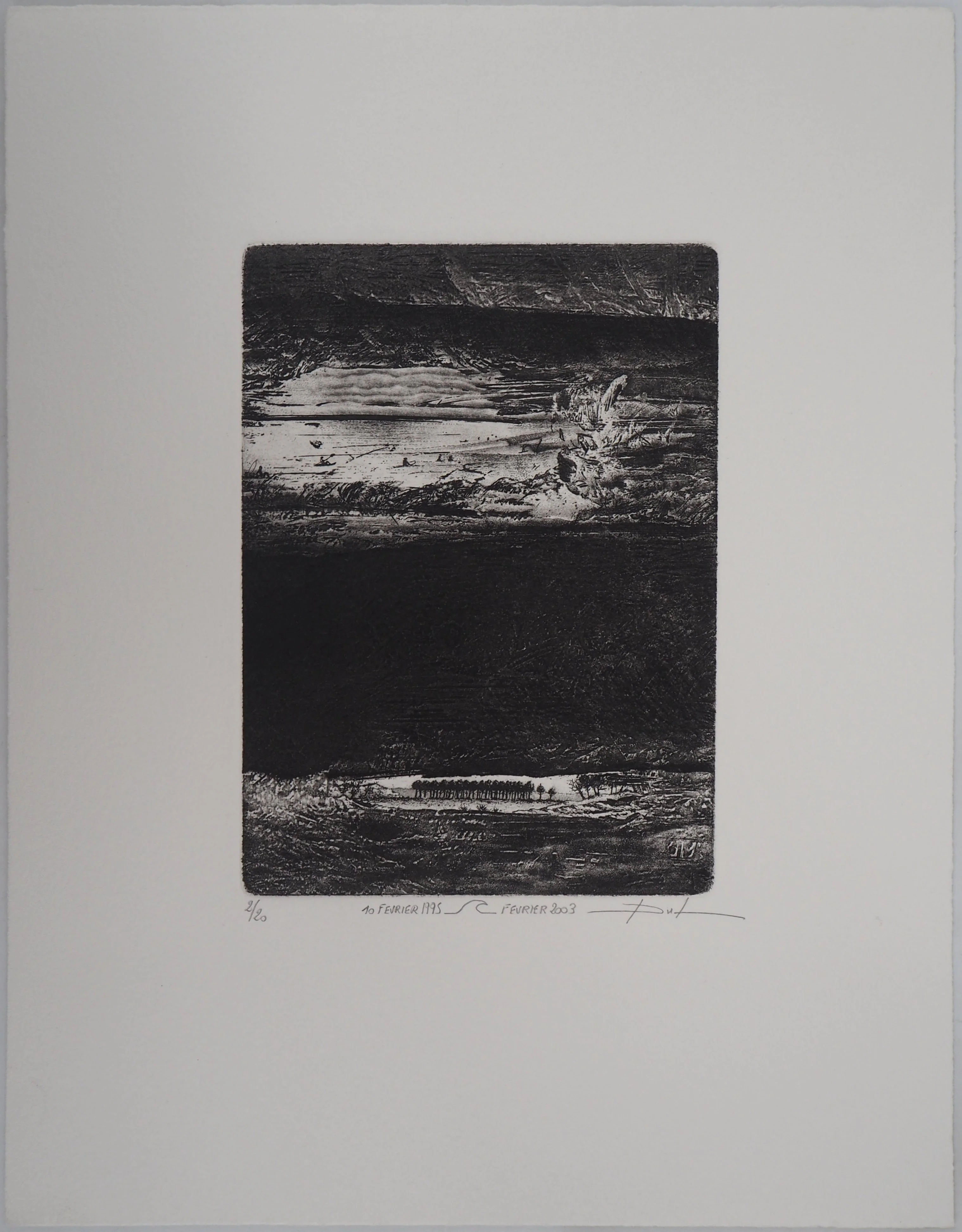 Daniel BEUGNIOT (DUL) : Vue sur le lac, Gravure originale signée