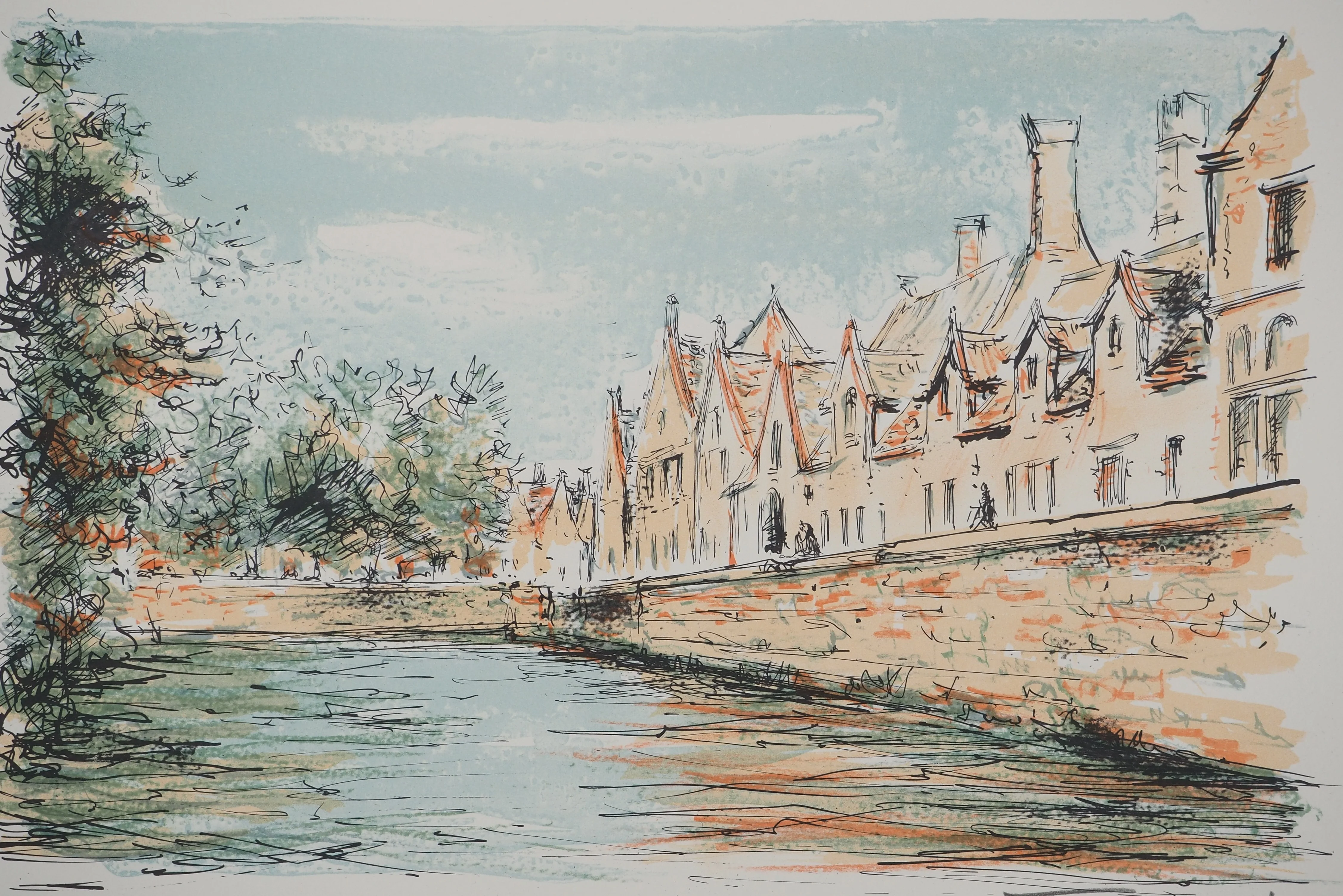 Daniel TRICART : Bruges, Le canal Groenerei, Lithographie originale signée - Image 3