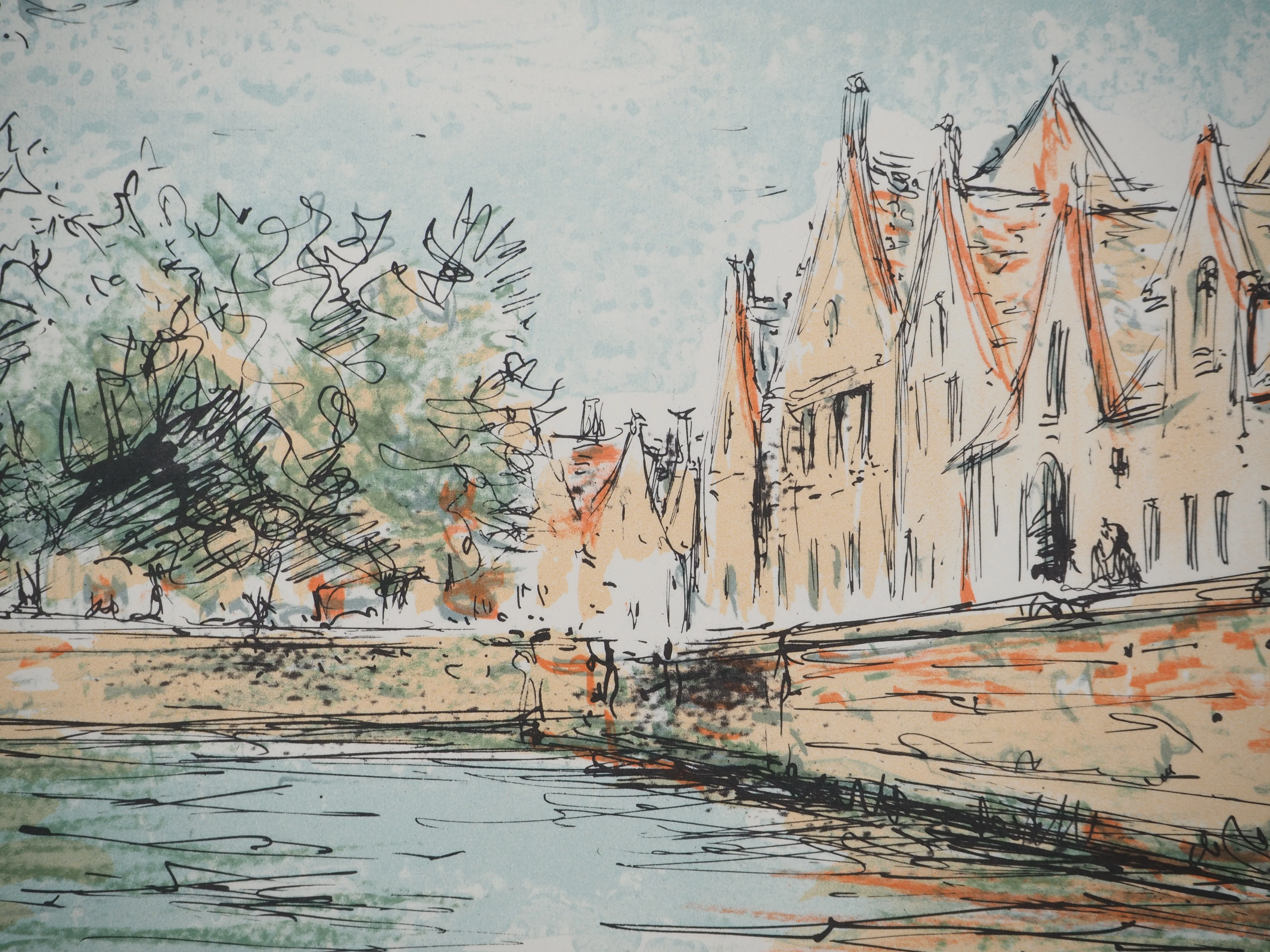 Daniel TRICART : Bruges, Le canal Groenerei, Lithographie originale signée - Image 4