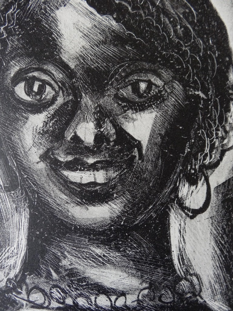 Jean-Gabriel DARAGNES : Femme souriante, Lithographie originale signée - Image 3