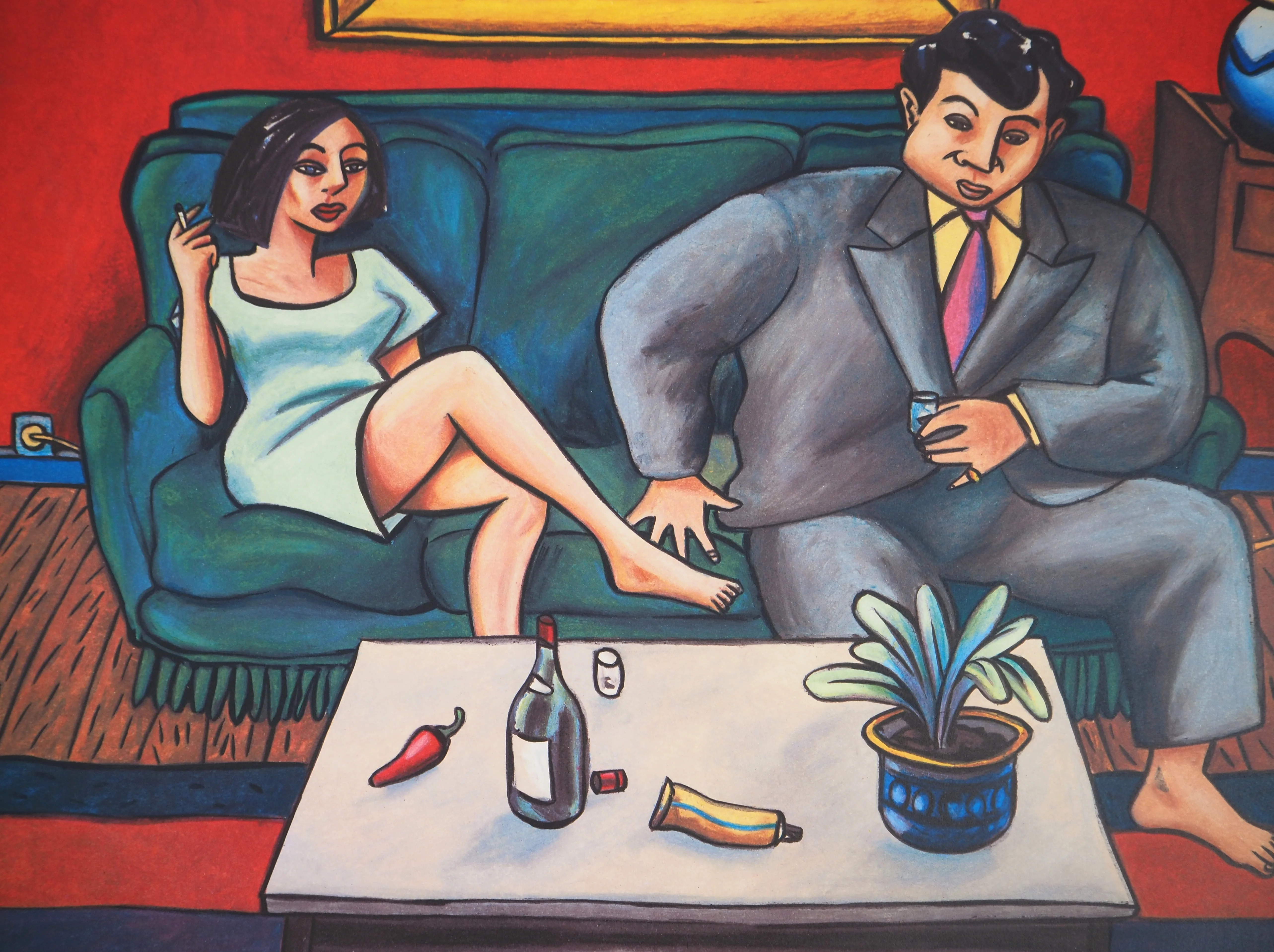 Jacques DE LOUSTAL : Couple au salon, Lithographie originale signée - Image 4