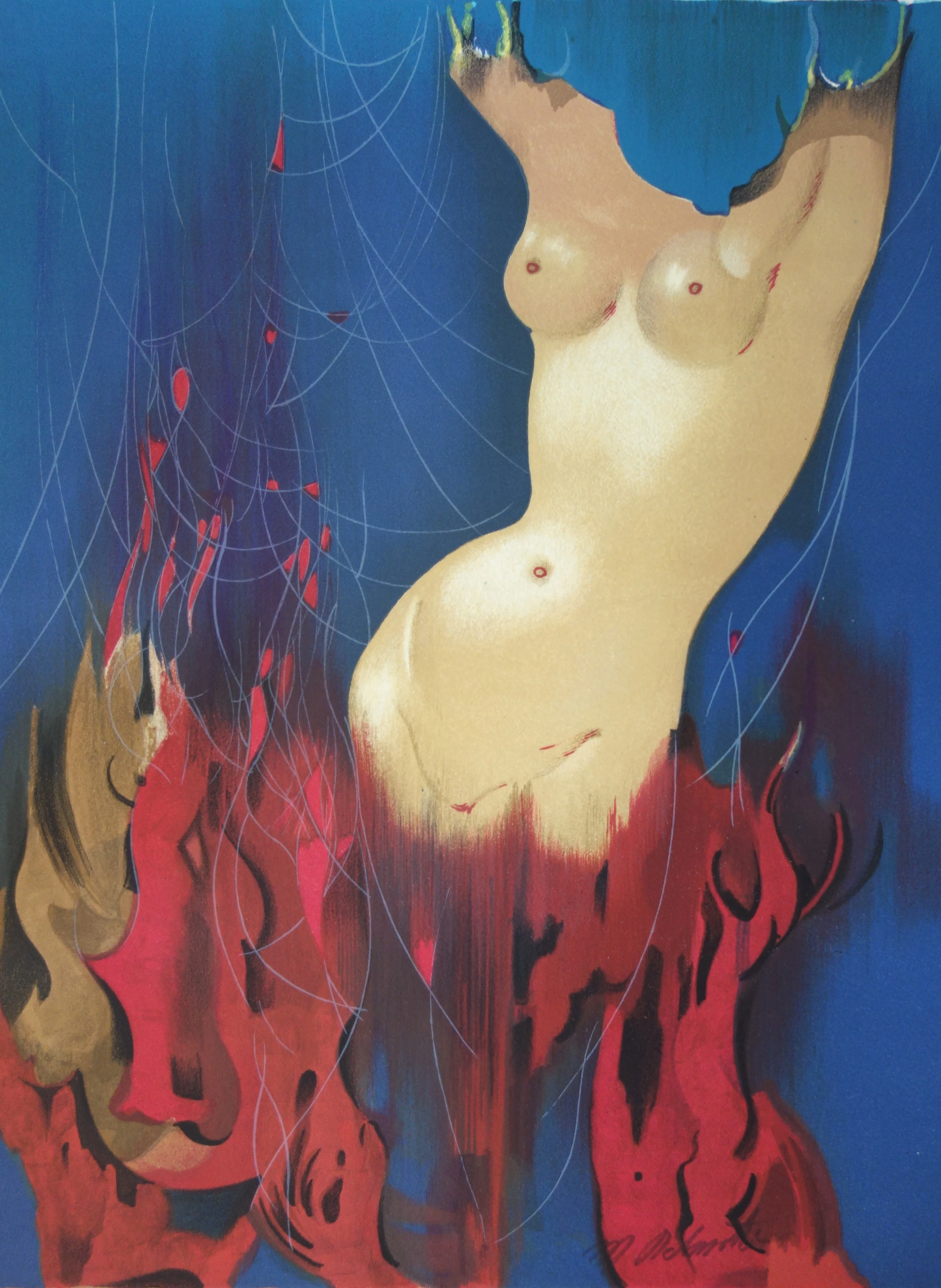 Marcel DELMOTTE : Femme ardente, Lithographie originale signée