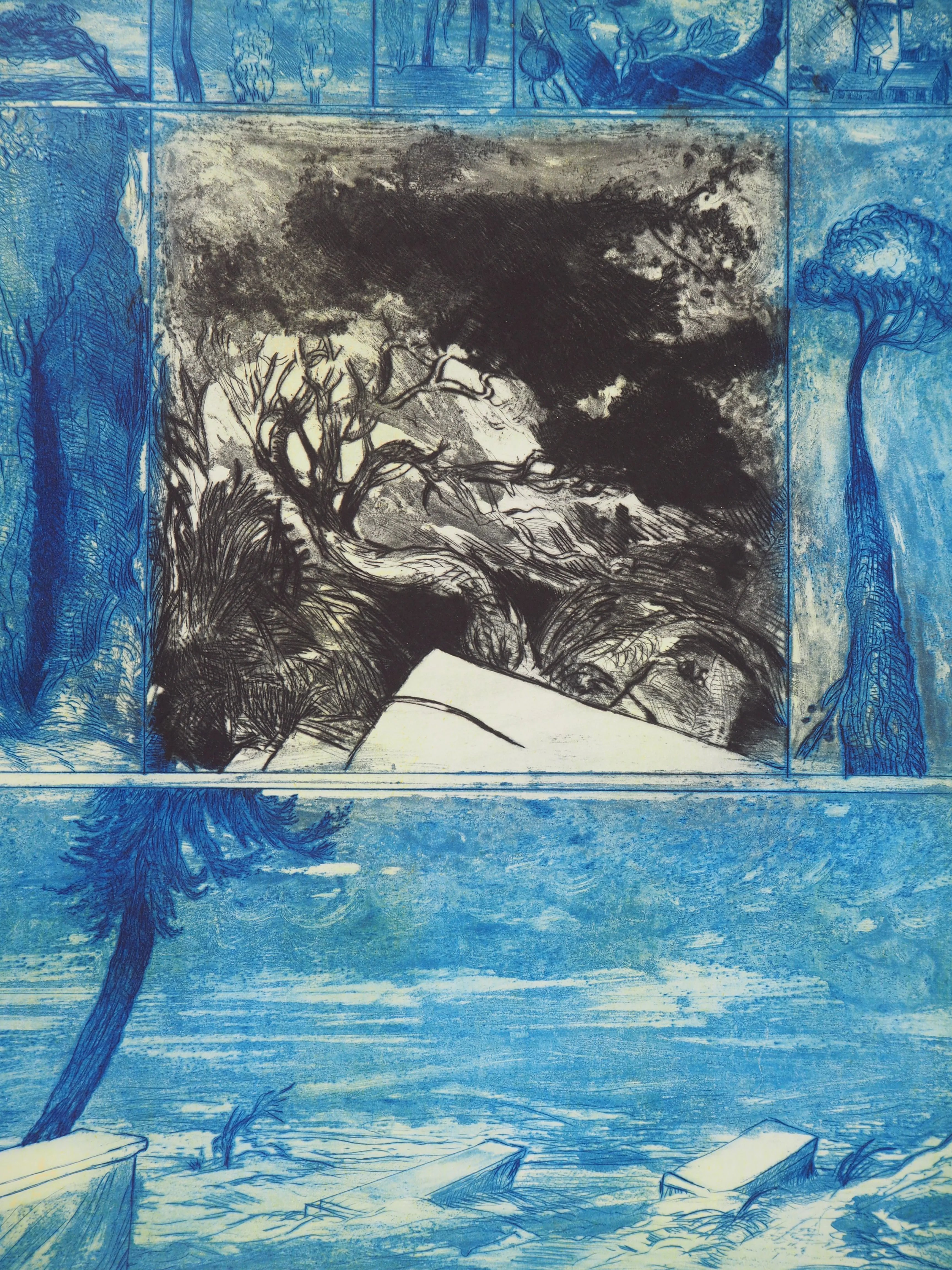 Gérard DIAZ : Paysage bleu, Gravure originale signée - Image 5