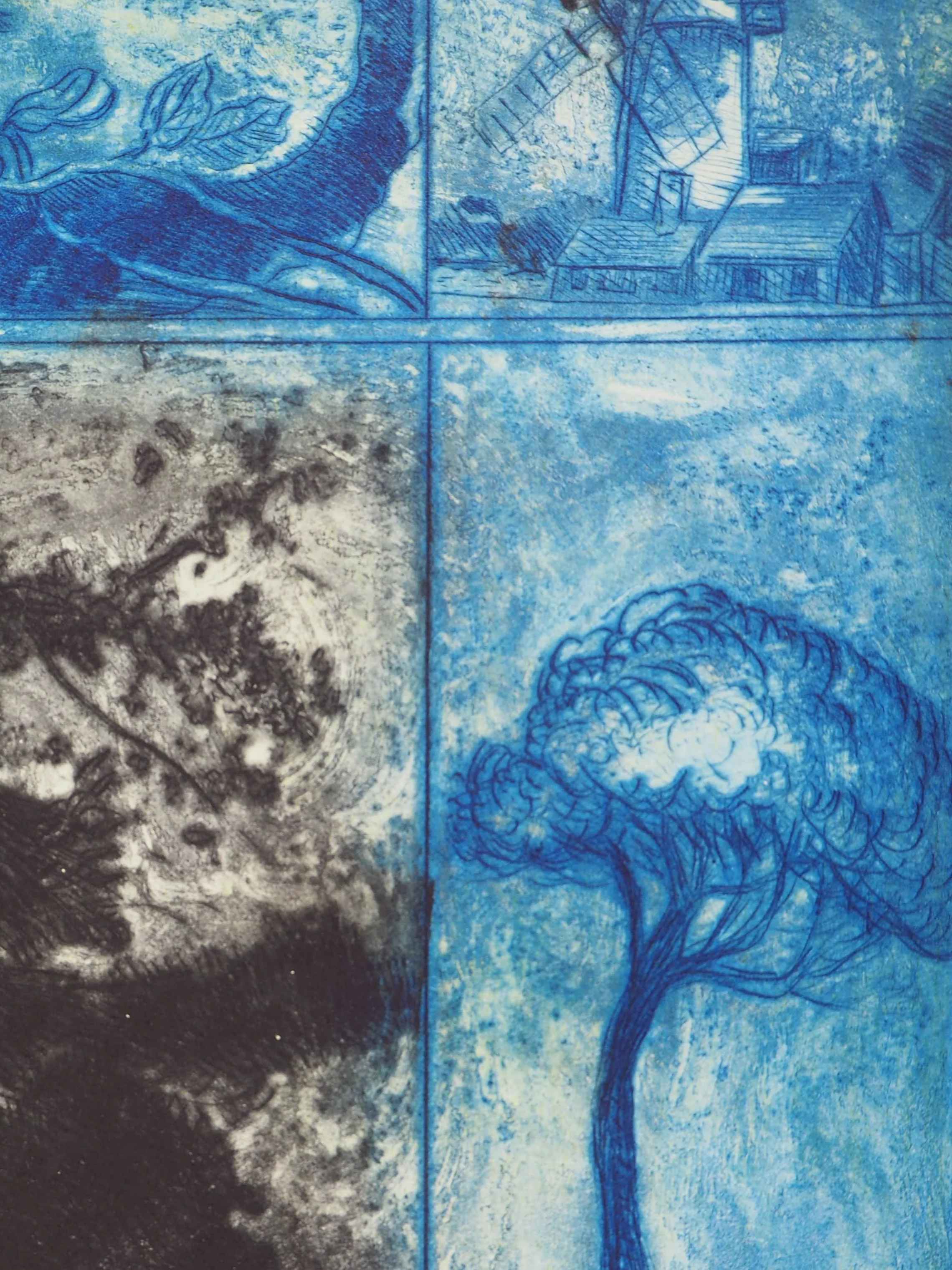 Gérard DIAZ : Paysage bleu, Gravure originale signée - Image 6